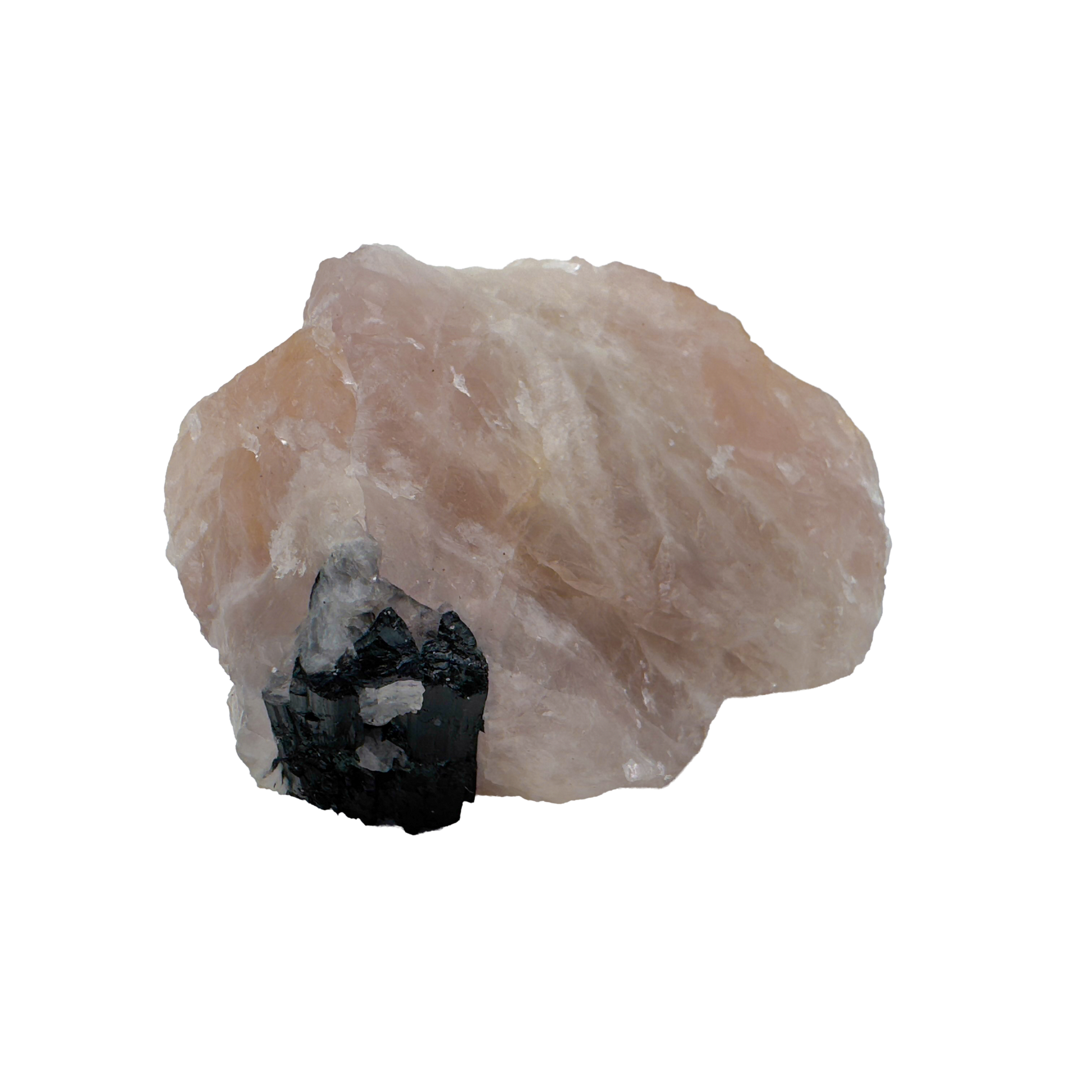 Rose Quartz with Black Tourmaline from Brazil, alternate view