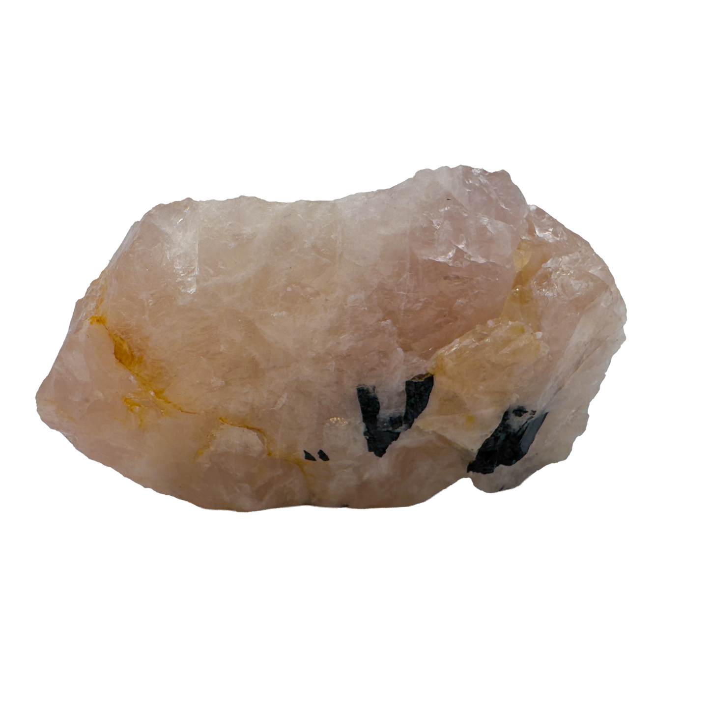Rose Quartz with Black Tourmaline from Brazil, alternate view