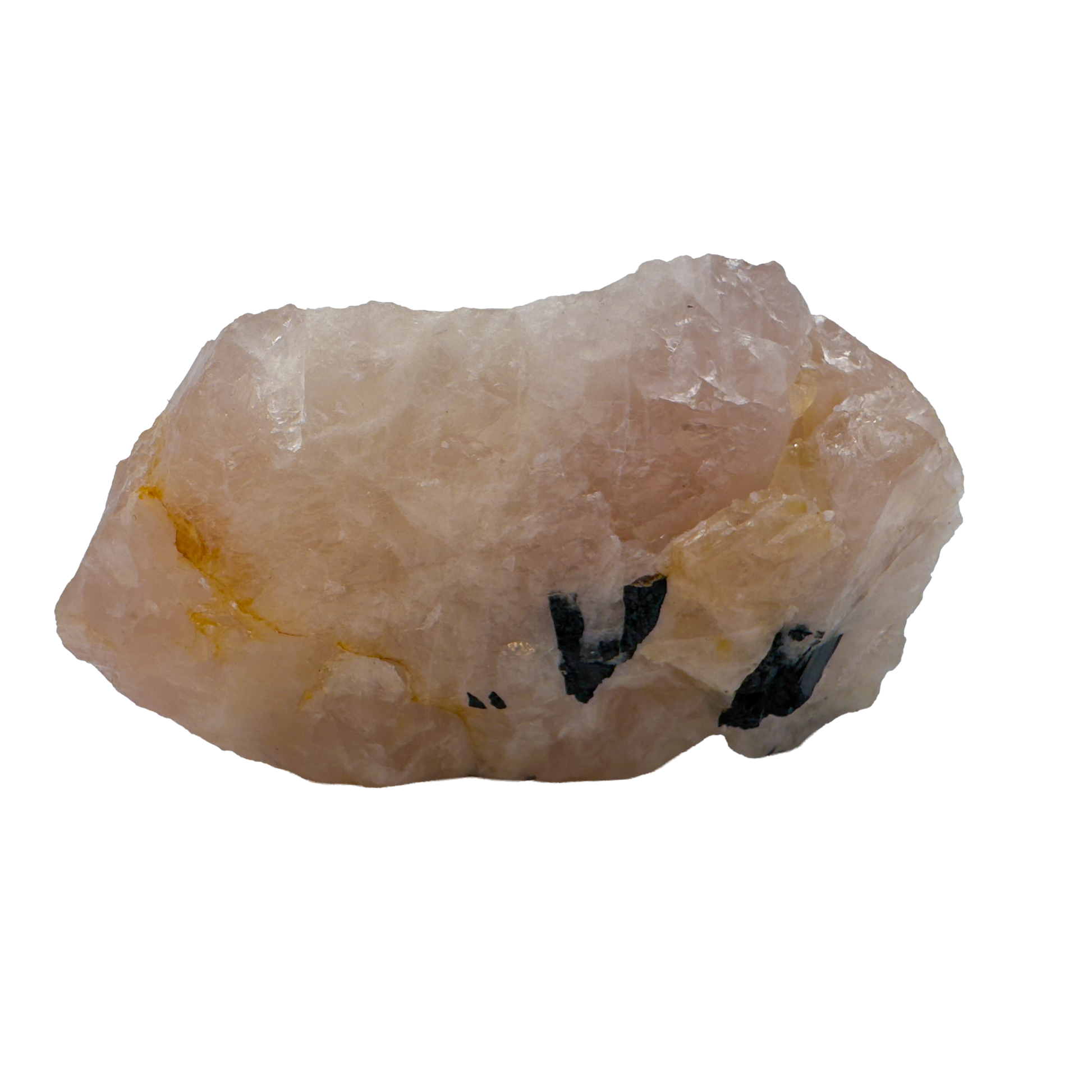 Rose Quartz with Black Tourmaline from Brazil, alternate view