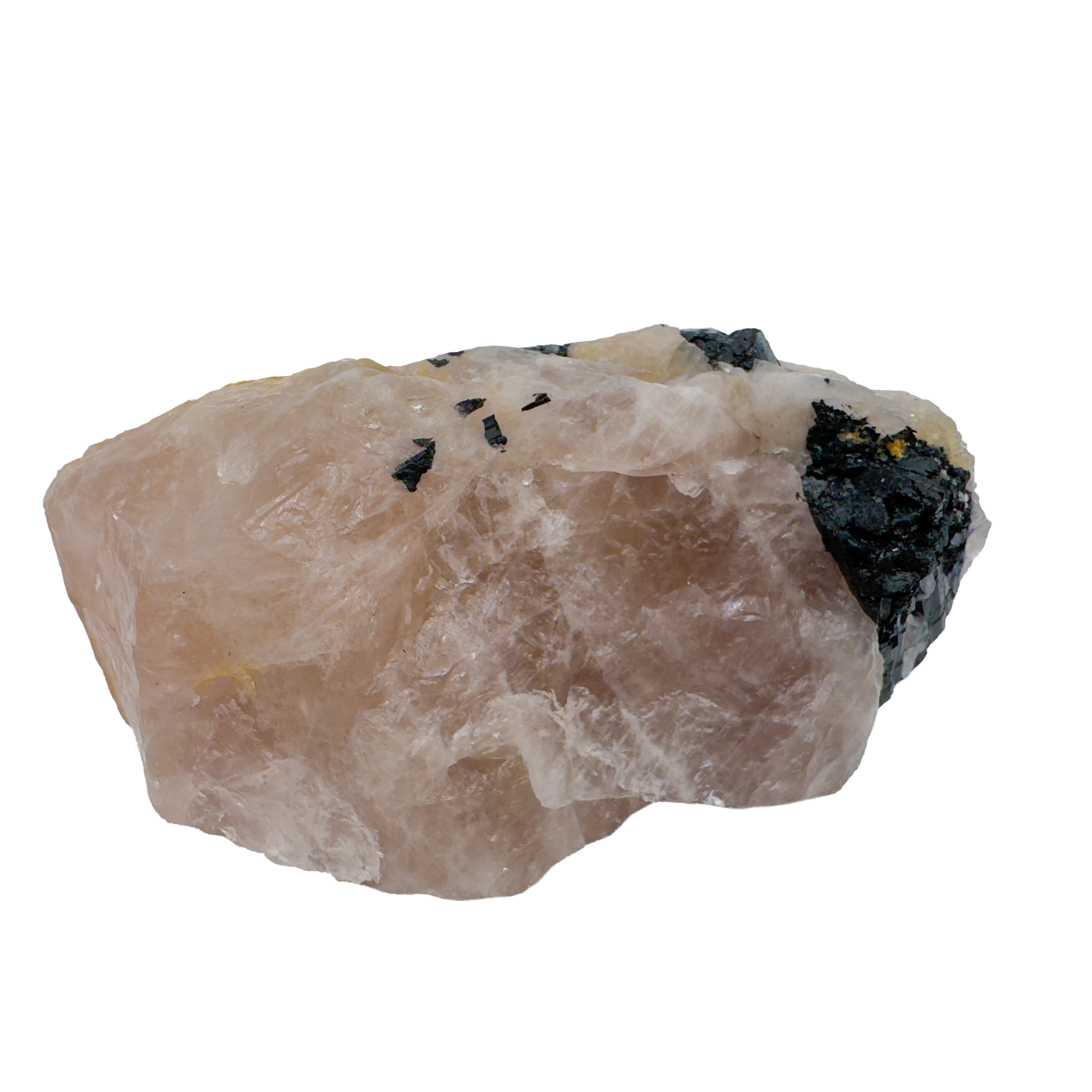 Rose Quartz with Black Tourmaline from Brazil, alternate view