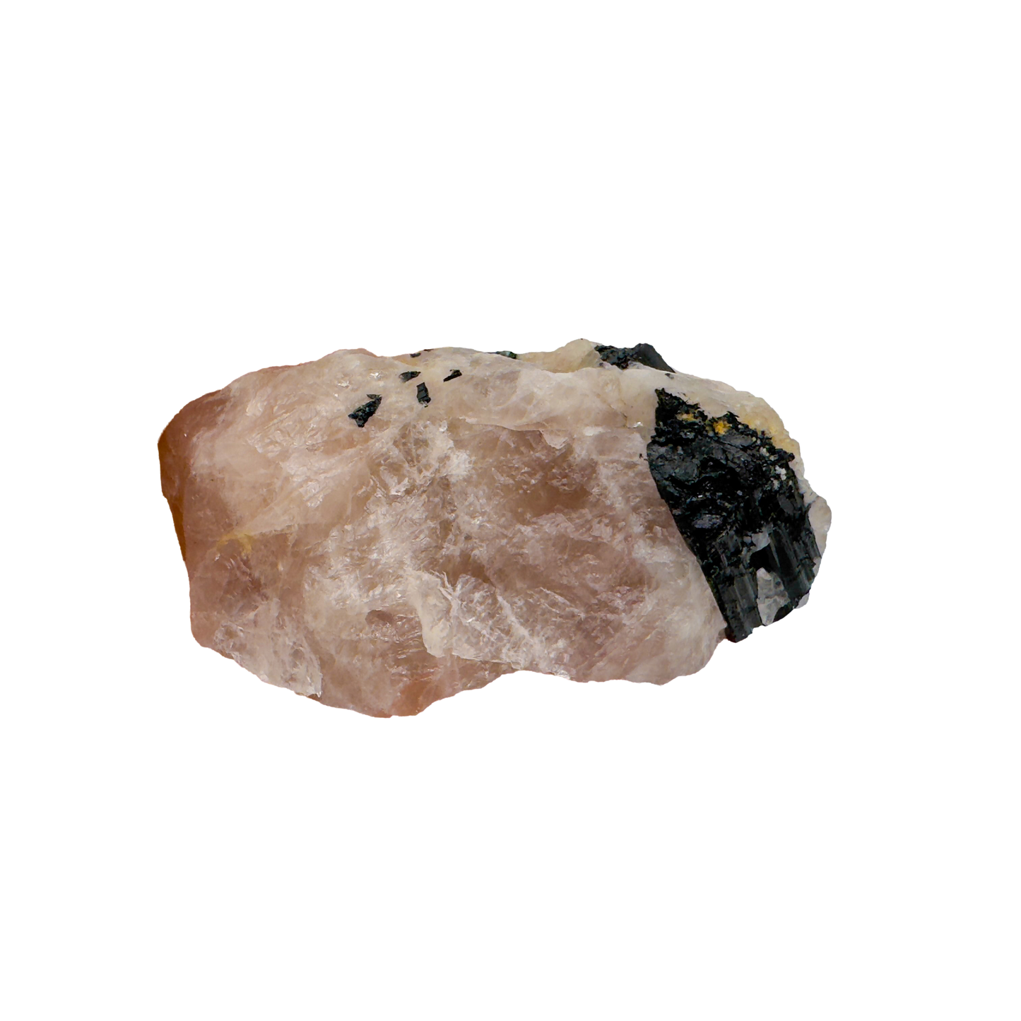 Rose Quartz with Black Tourmaline from Brazil, alternate view