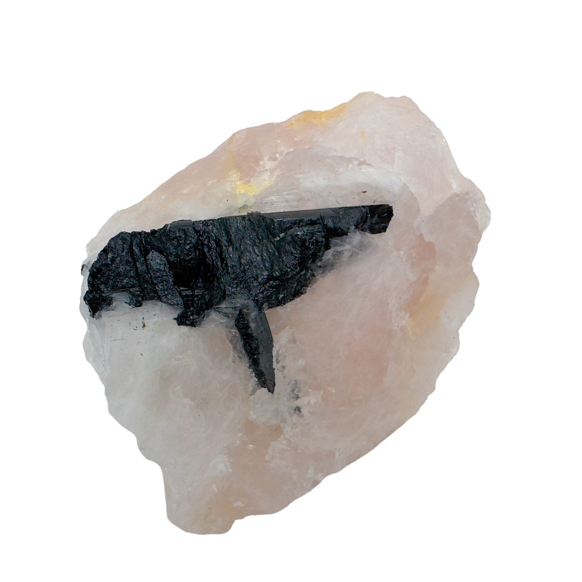 Rose Quartz with Black Tourmaline from Brazil, alternate view