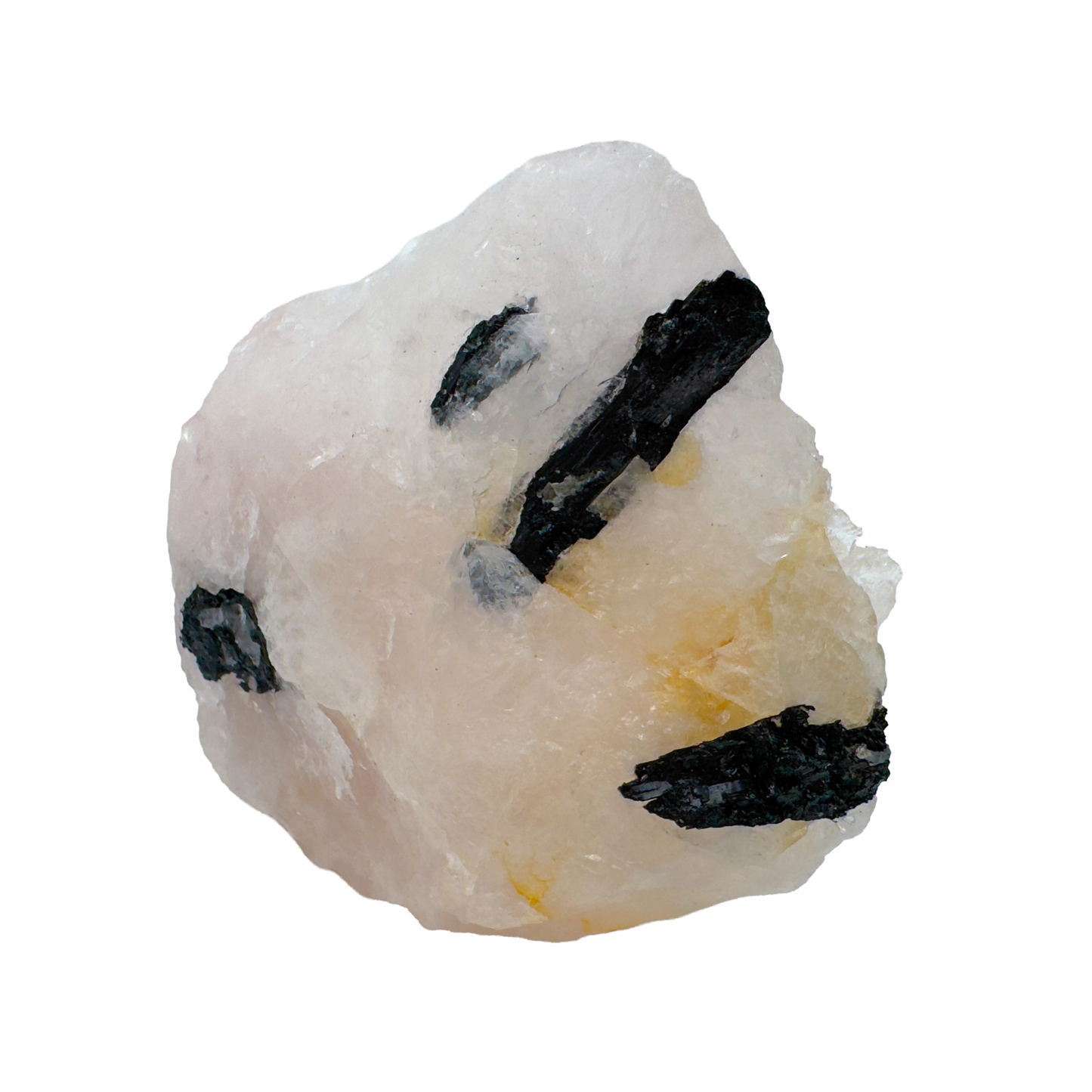 Rose Quartz with Black Tourmaline specimen from Minas Gerais, Brazil, pink quartz threaded with black schorl