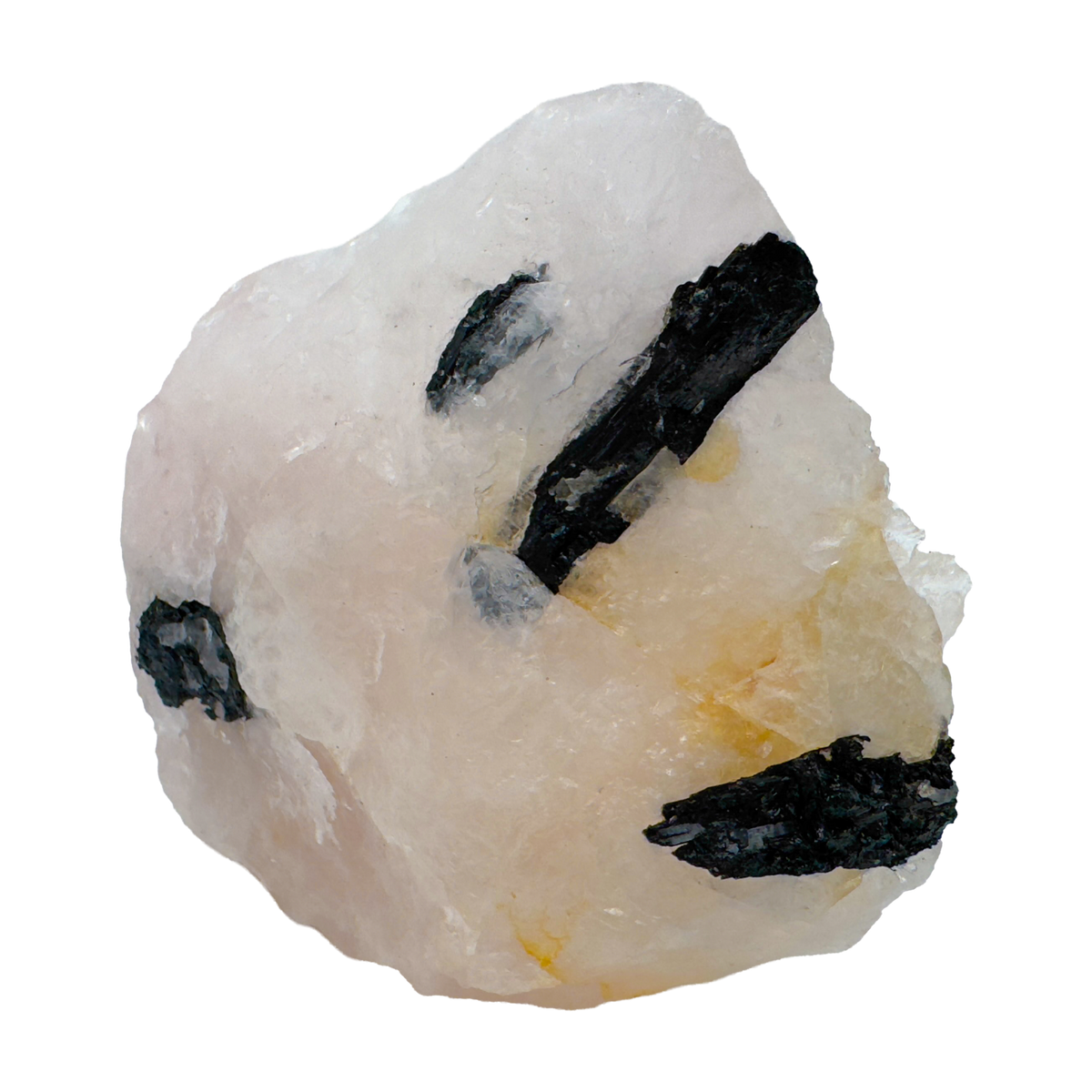 Rose Quartz with Black Tourmaline specimen from Minas Gerais, Brazil, pink quartz threaded with black schorl