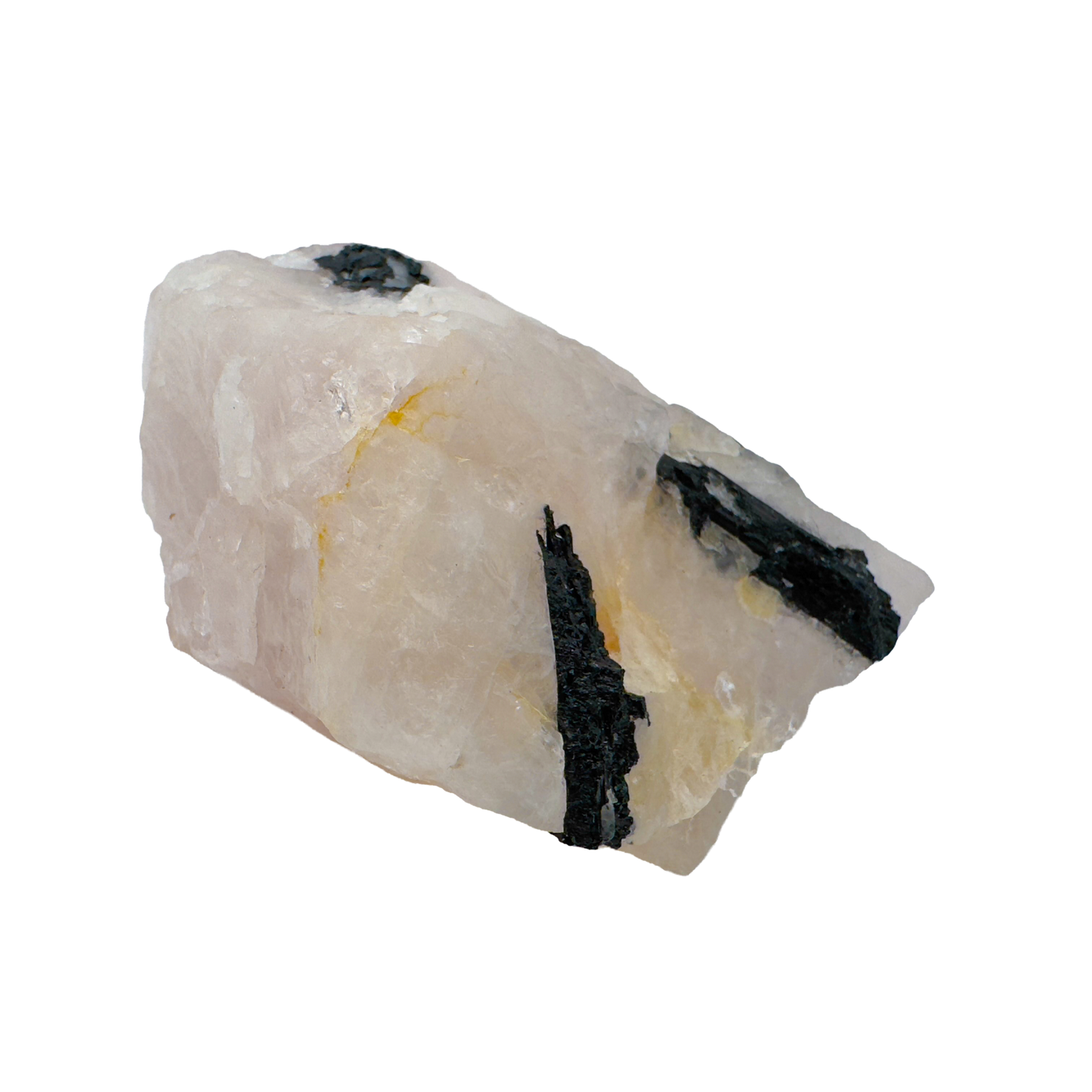Rose Quartz with Black Tourmaline from Brazil, alternate view