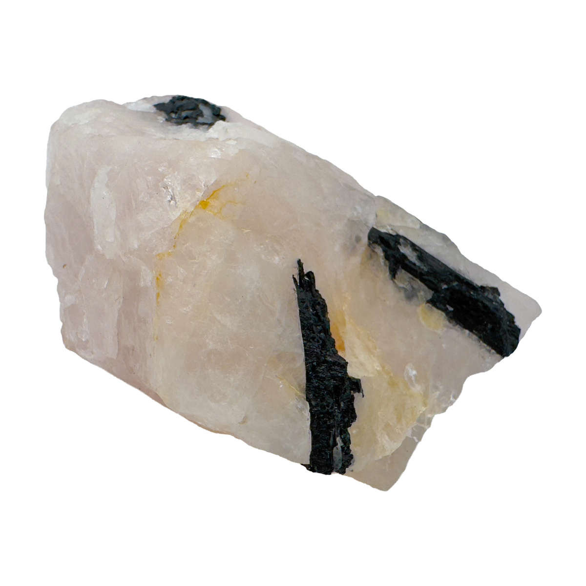 Rose Quartz with Black Tourmaline from Brazil, alternate view