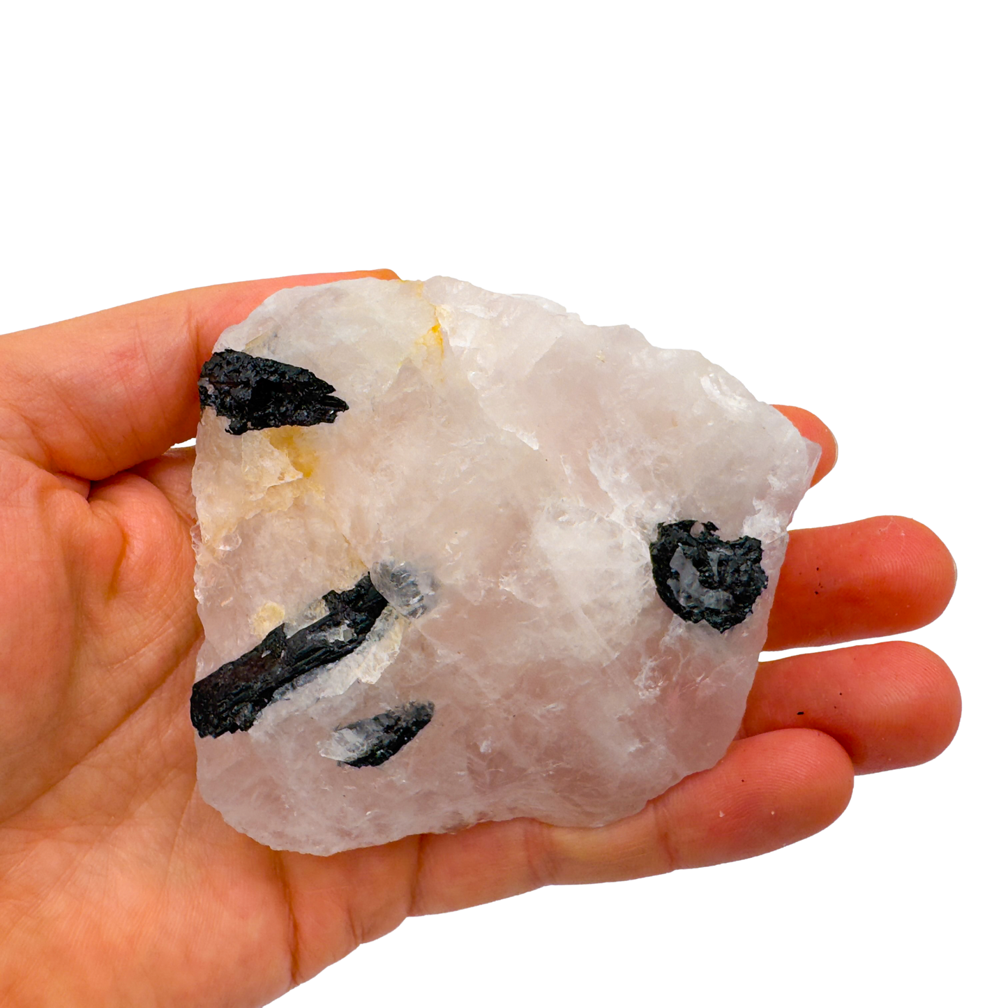 Rose Quartz with Black Tourmaline from Brazil, alternate view