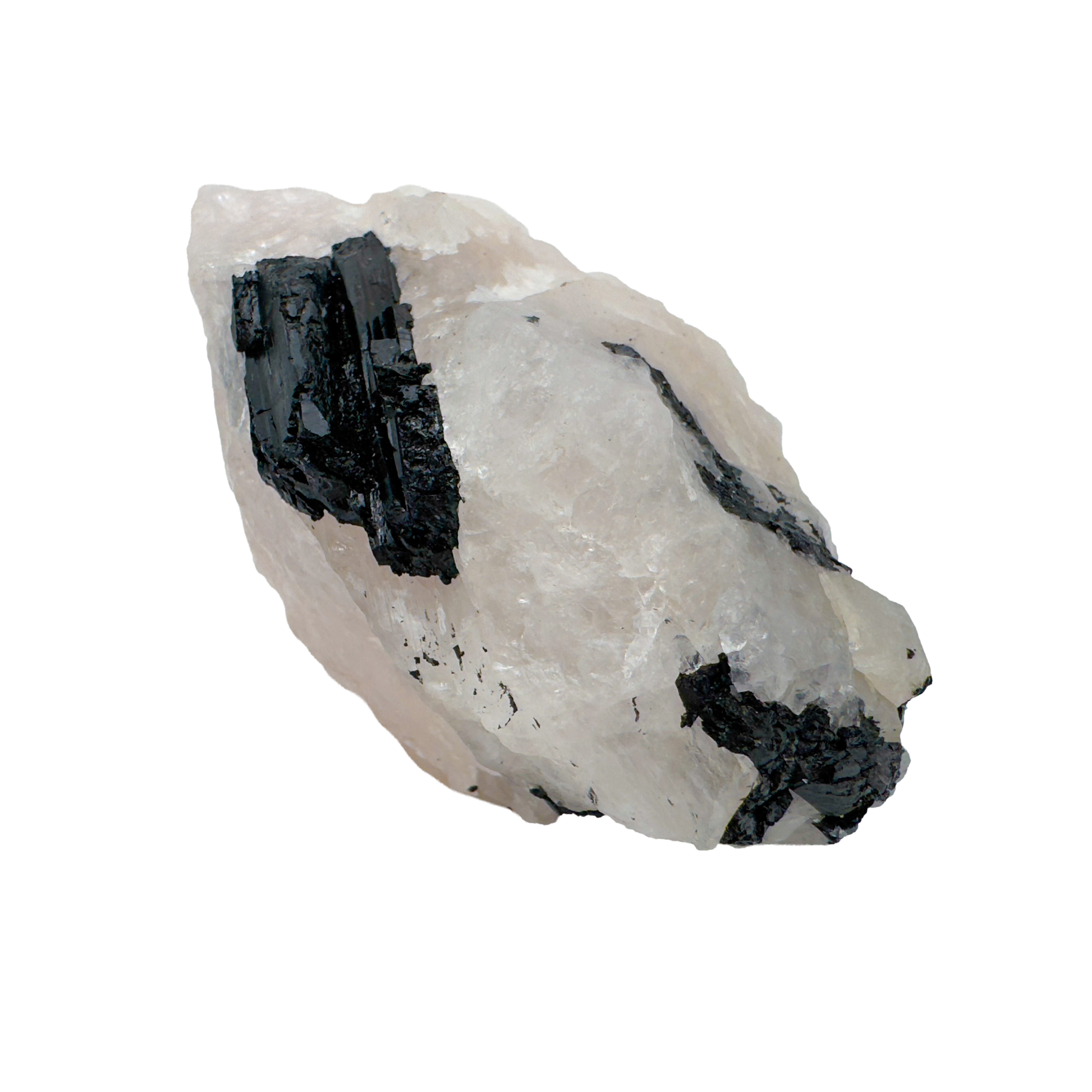 Rose Quartz with Black Tourmaline specimen from Minas Gerais, Brazil, pink quartz threaded with black schorl