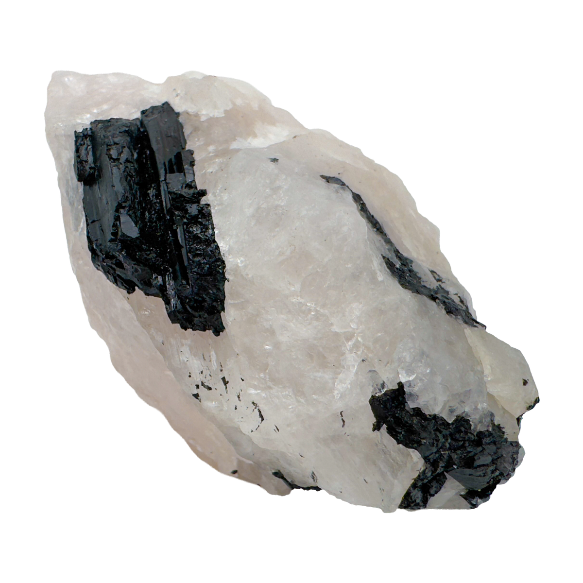 Rose Quartz with Black Tourmaline specimen from Minas Gerais, Brazil, pink quartz threaded with black schorl