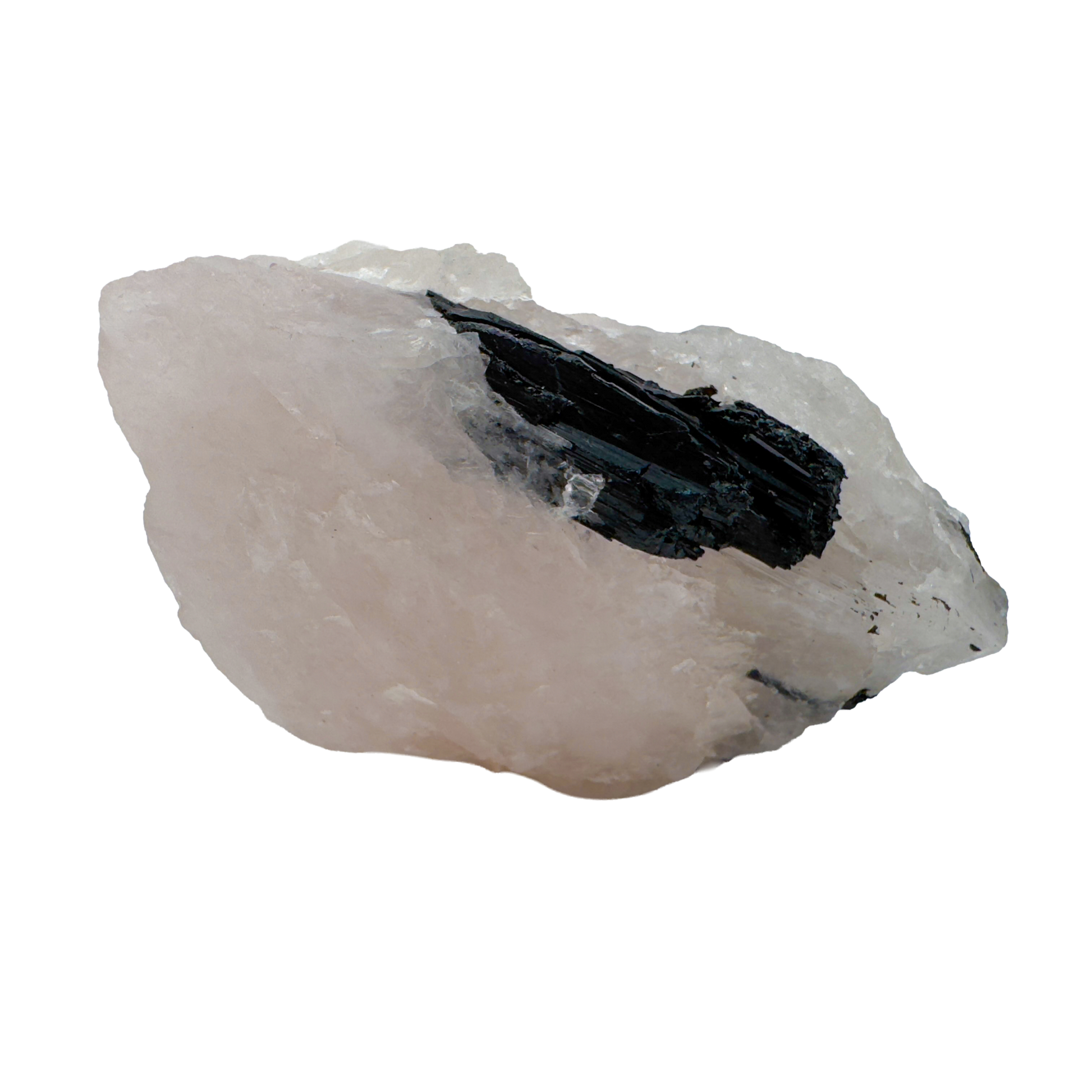 Rose Quartz with Black Tourmaline from Brazil, alternate view