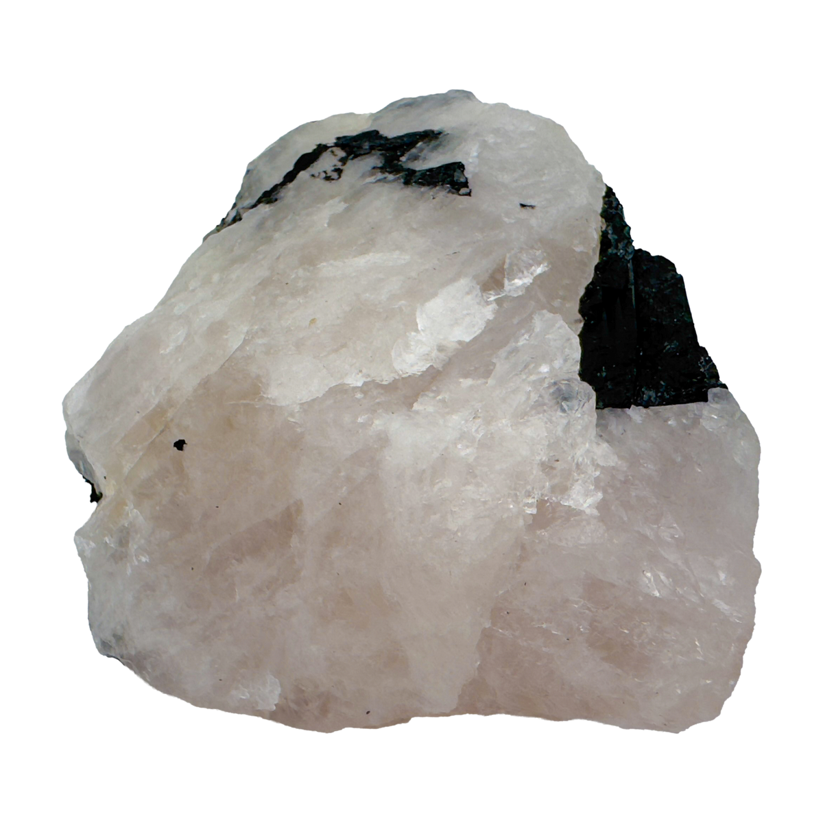 Rose Quartz with Black Tourmaline from Brazil, alternate view