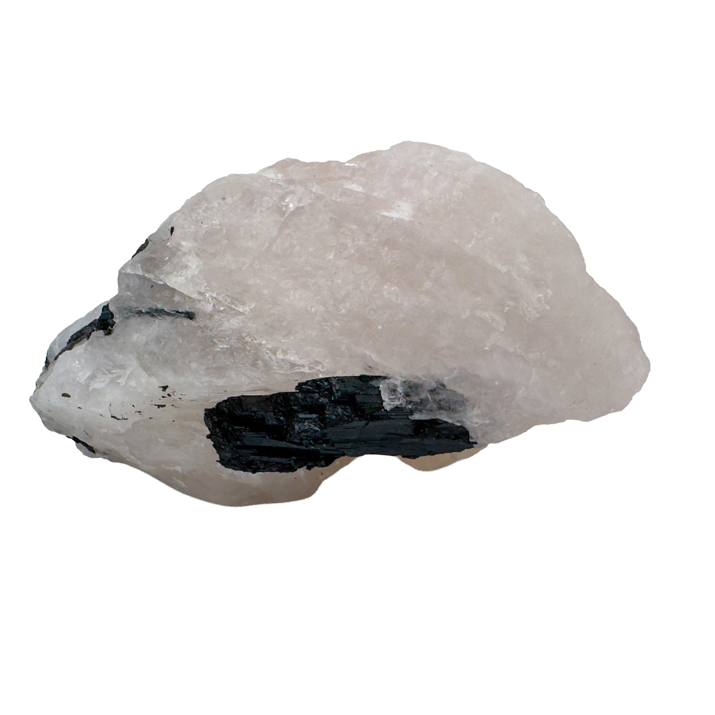 Rose Quartz with Black Tourmaline from Brazil, alternate view