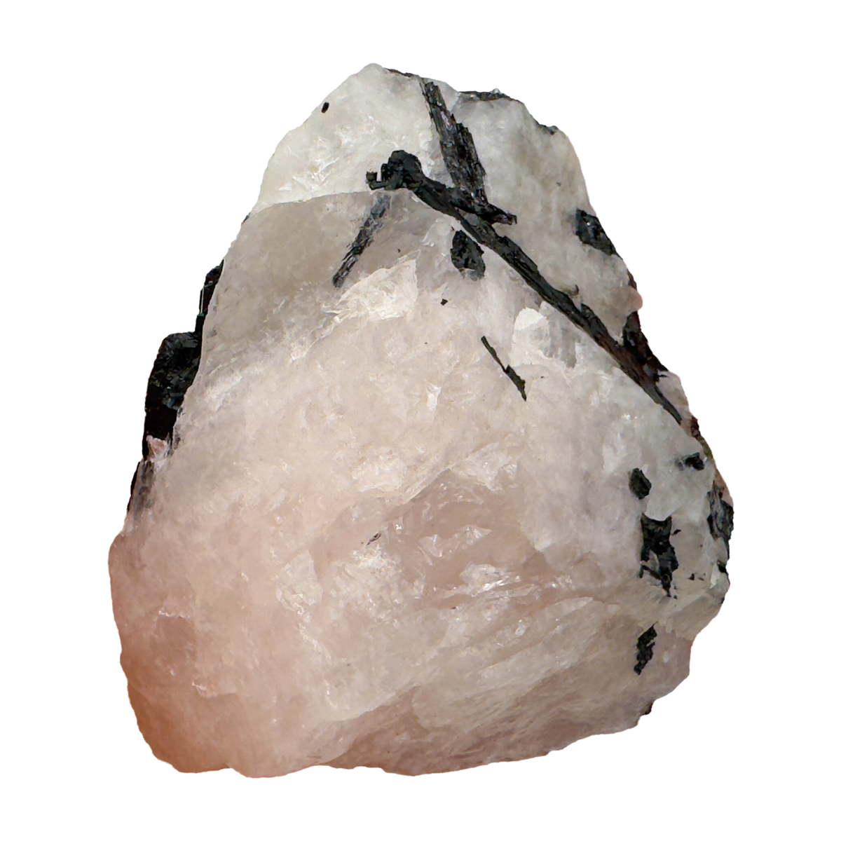 Rose Quartz with Black Tourmaline from Brazil, alternate view