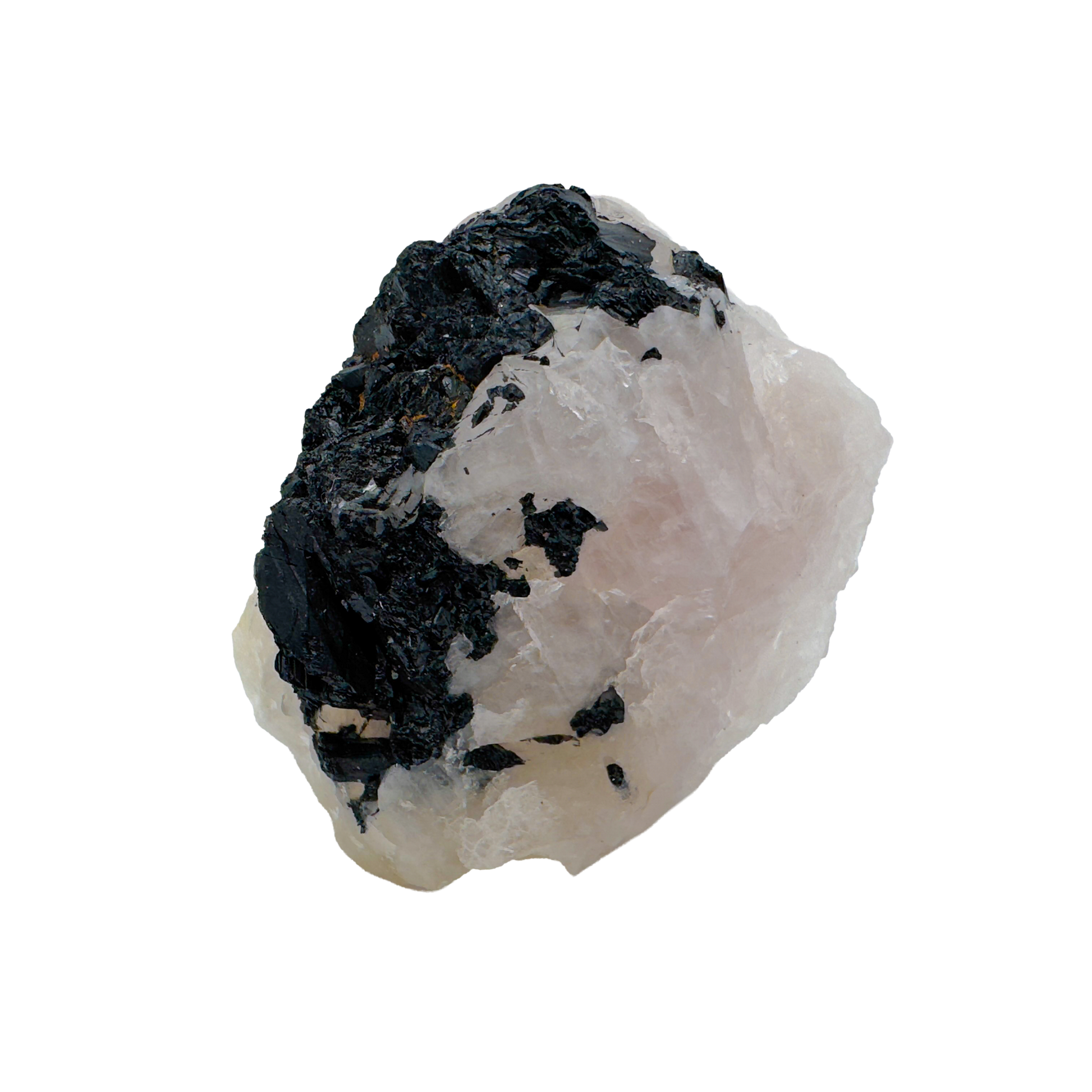Rose Quartz with Black Tourmaline from Brazil, alternate view