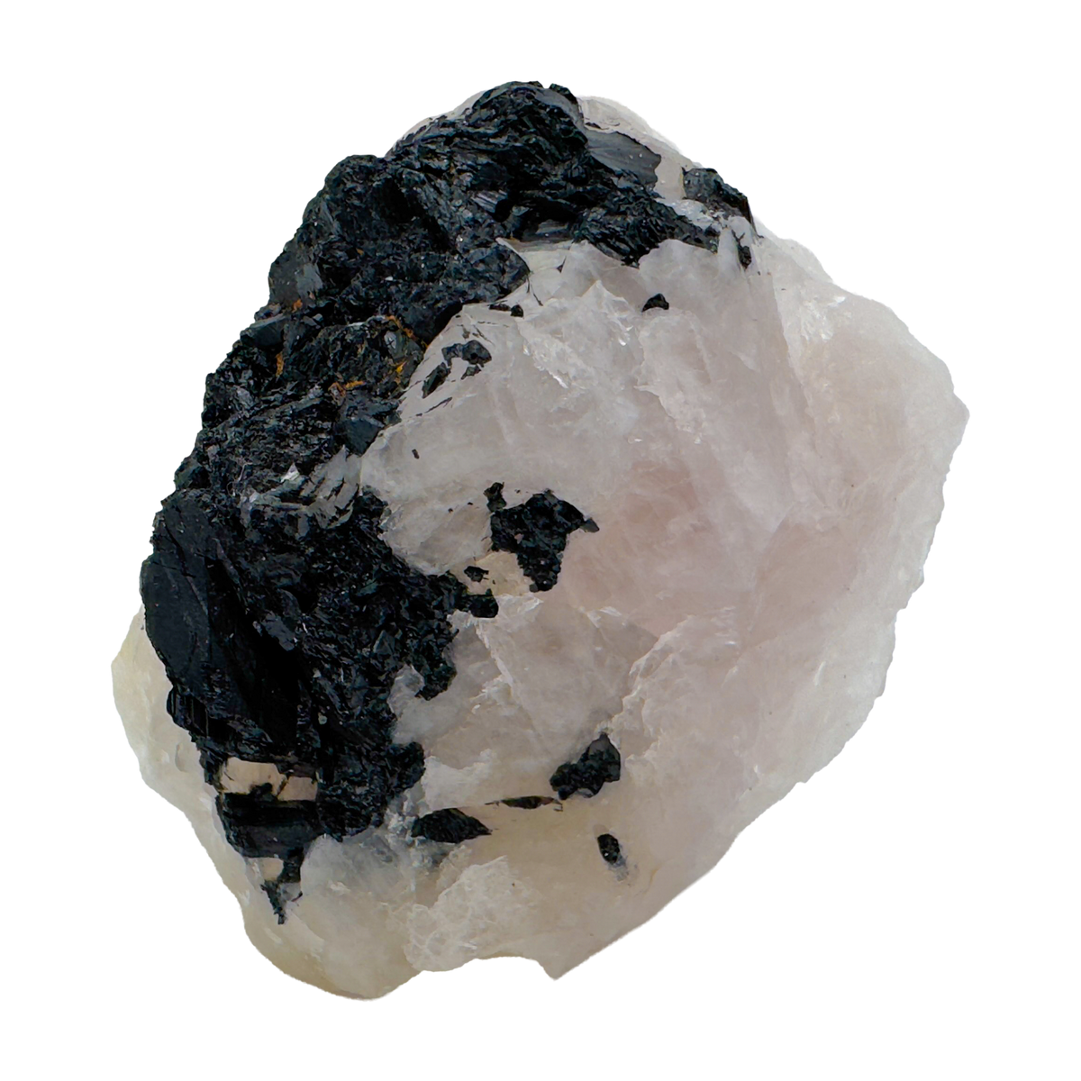 Rose Quartz with Black Tourmaline from Brazil, alternate view