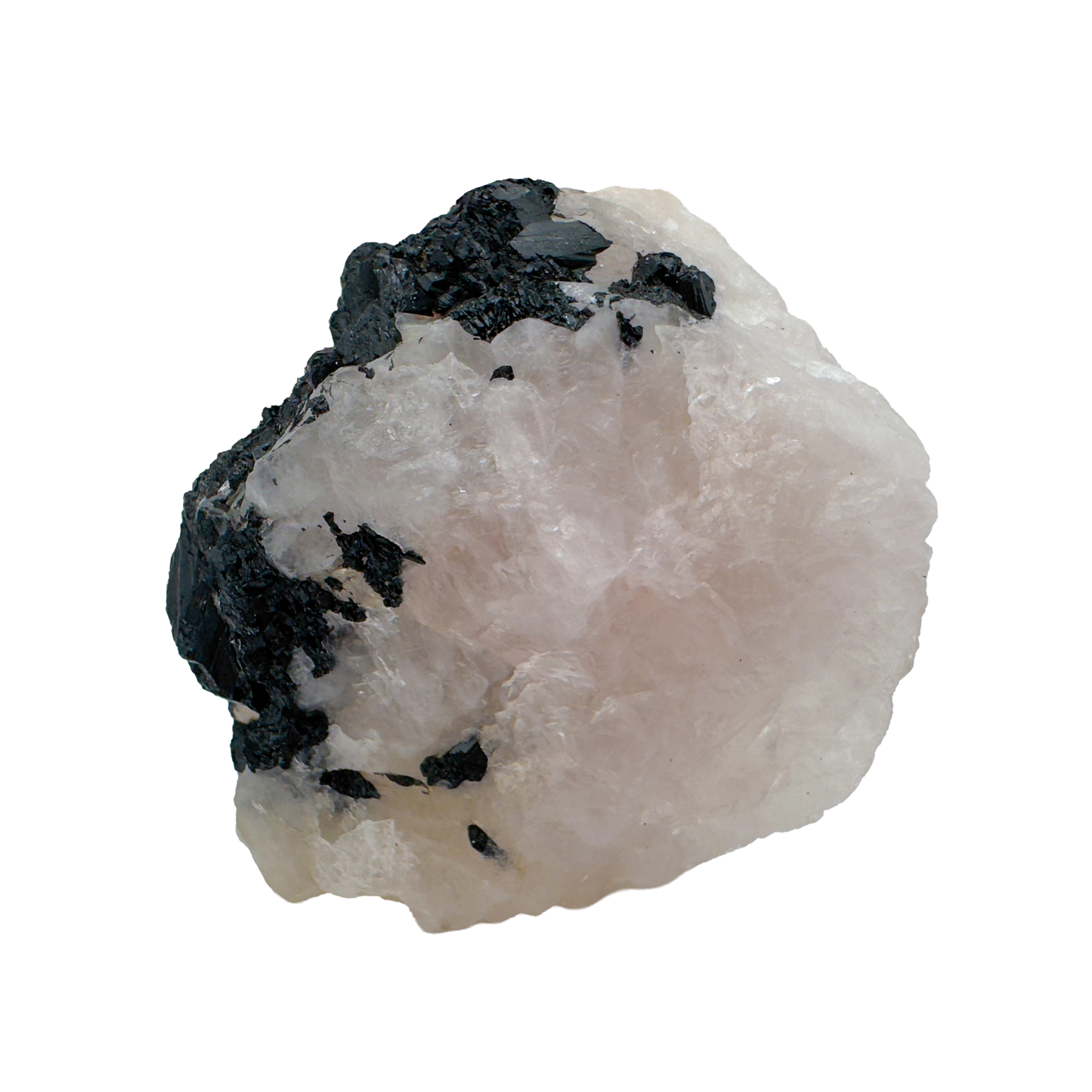 Rose Quartz with Black Tourmaline from Brazil, alternate view