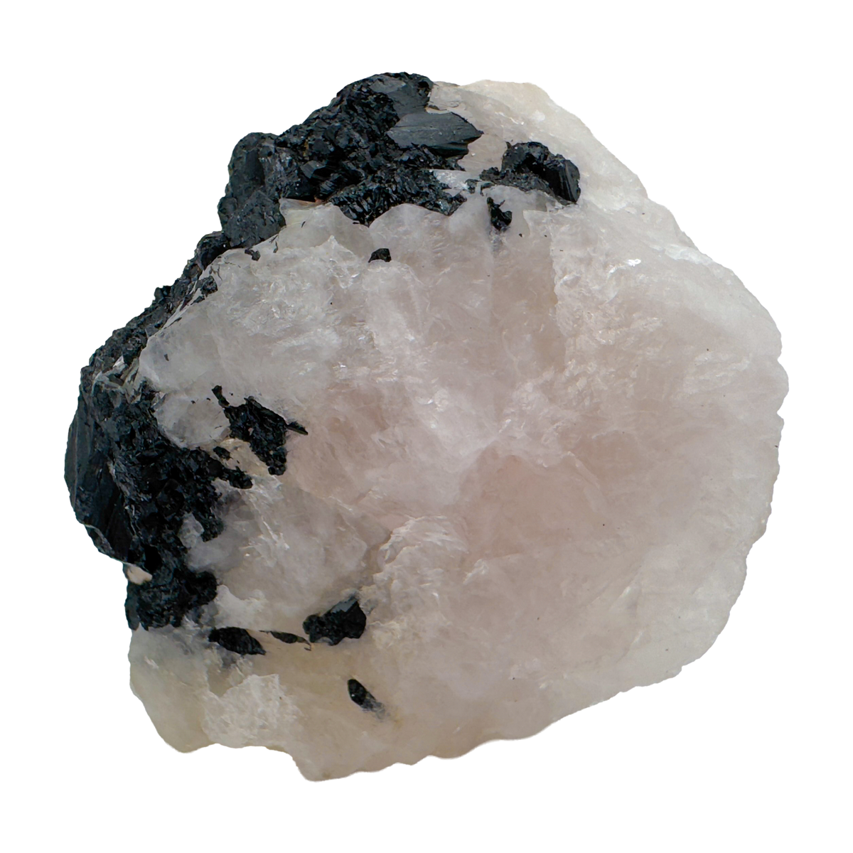 Rose Quartz with Black Tourmaline from Brazil, alternate view