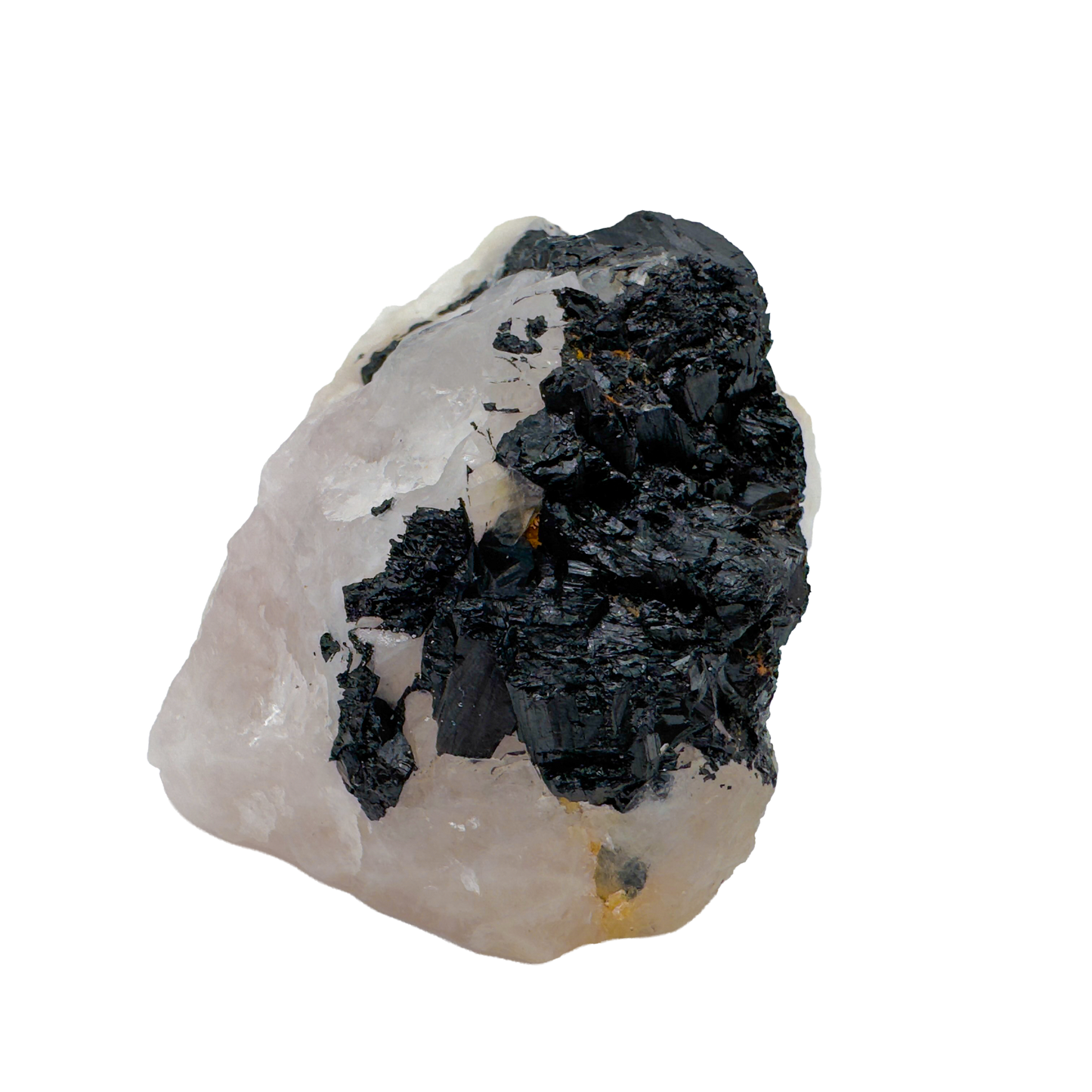 Rose Quartz with Black Tourmaline from Brazil, alternate view