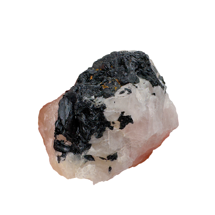 Rose Quartz with Black Tourmaline specimen from Minas Gerais, Brazil, pink quartz threaded with black schorl