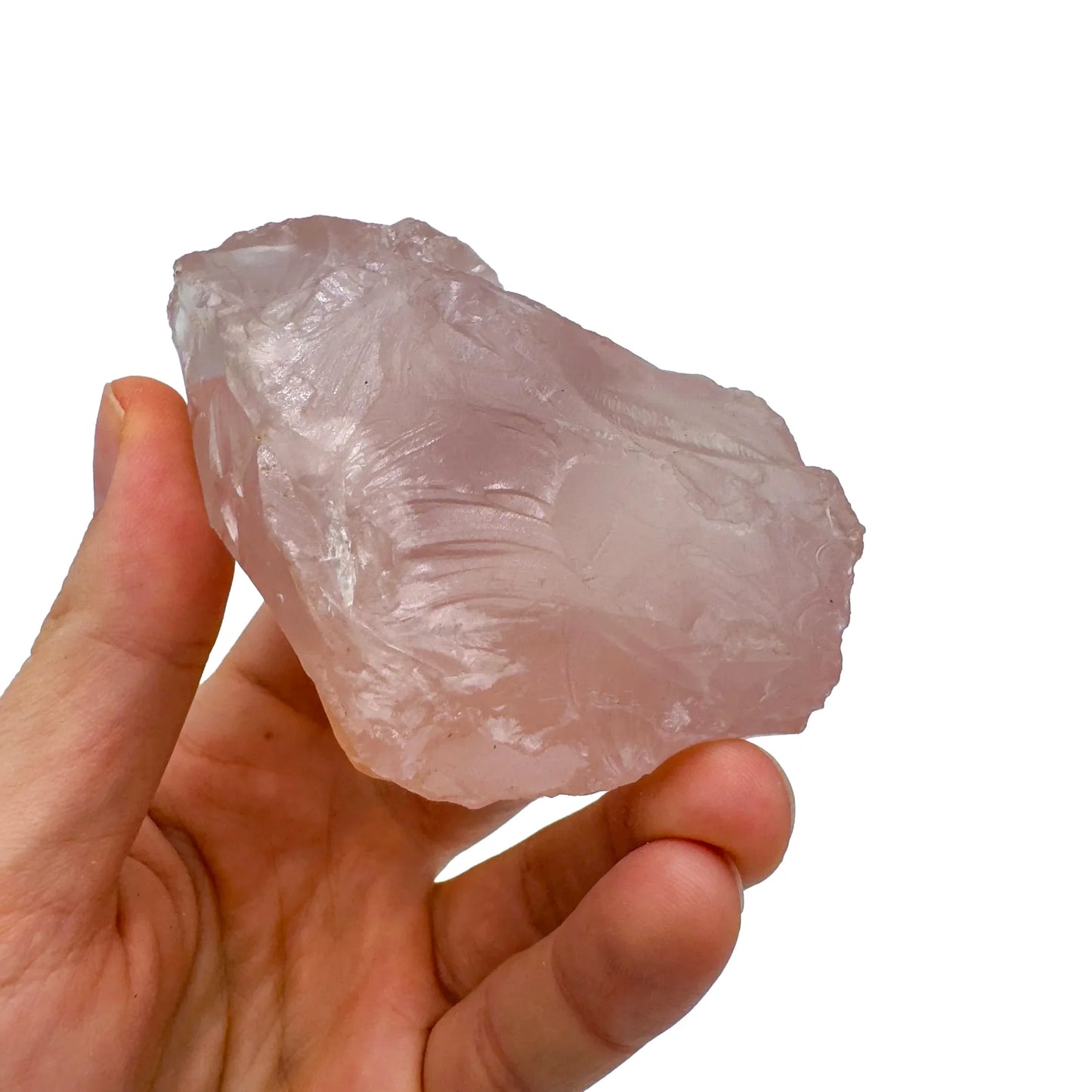 Detail shot of Grade AAA Rose Quartz specimen under natural light