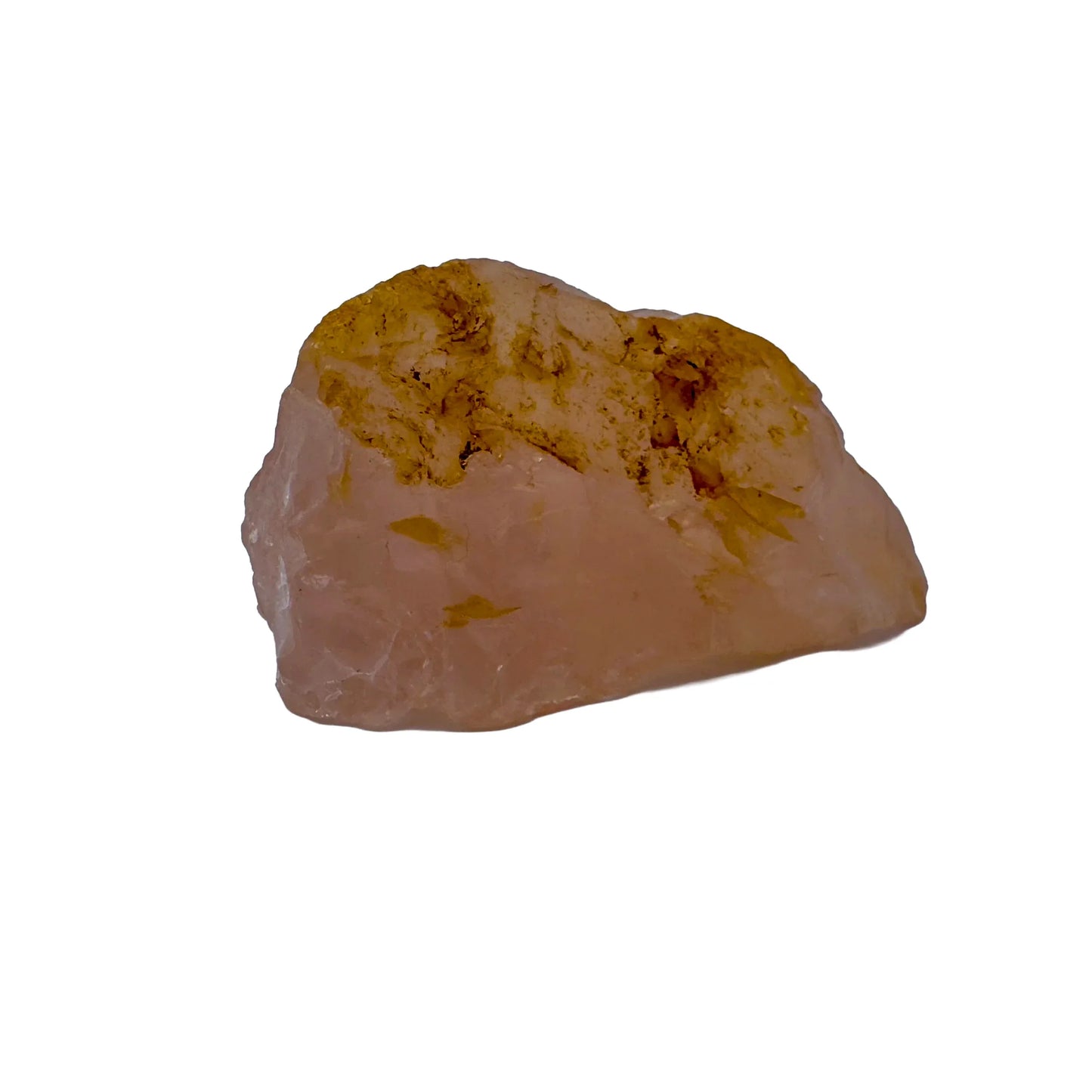 Scale comparison of Rose Quartz specimen, in the warmth of daylight.