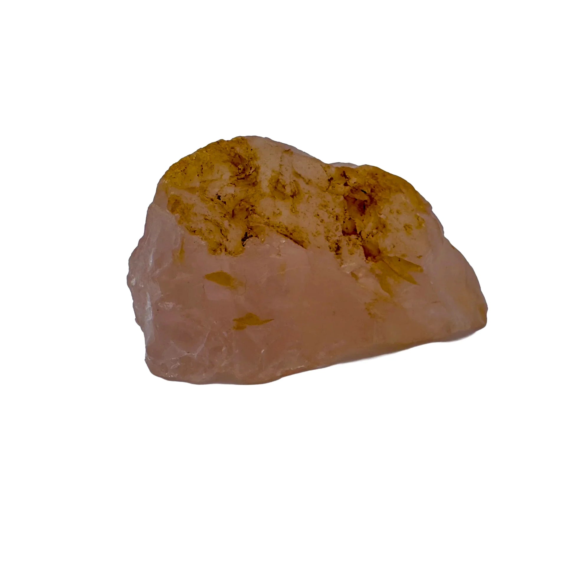 Scale comparison of Rose Quartz specimen, in the warmth of daylight.