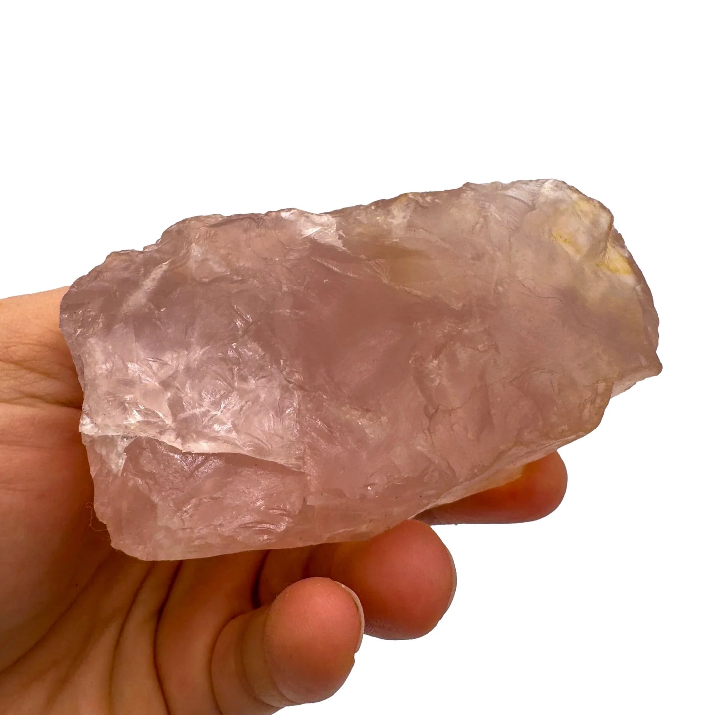 Full profile of Grade AAA Rose Quartz specimen ready to ship from Beyond Bohemian
