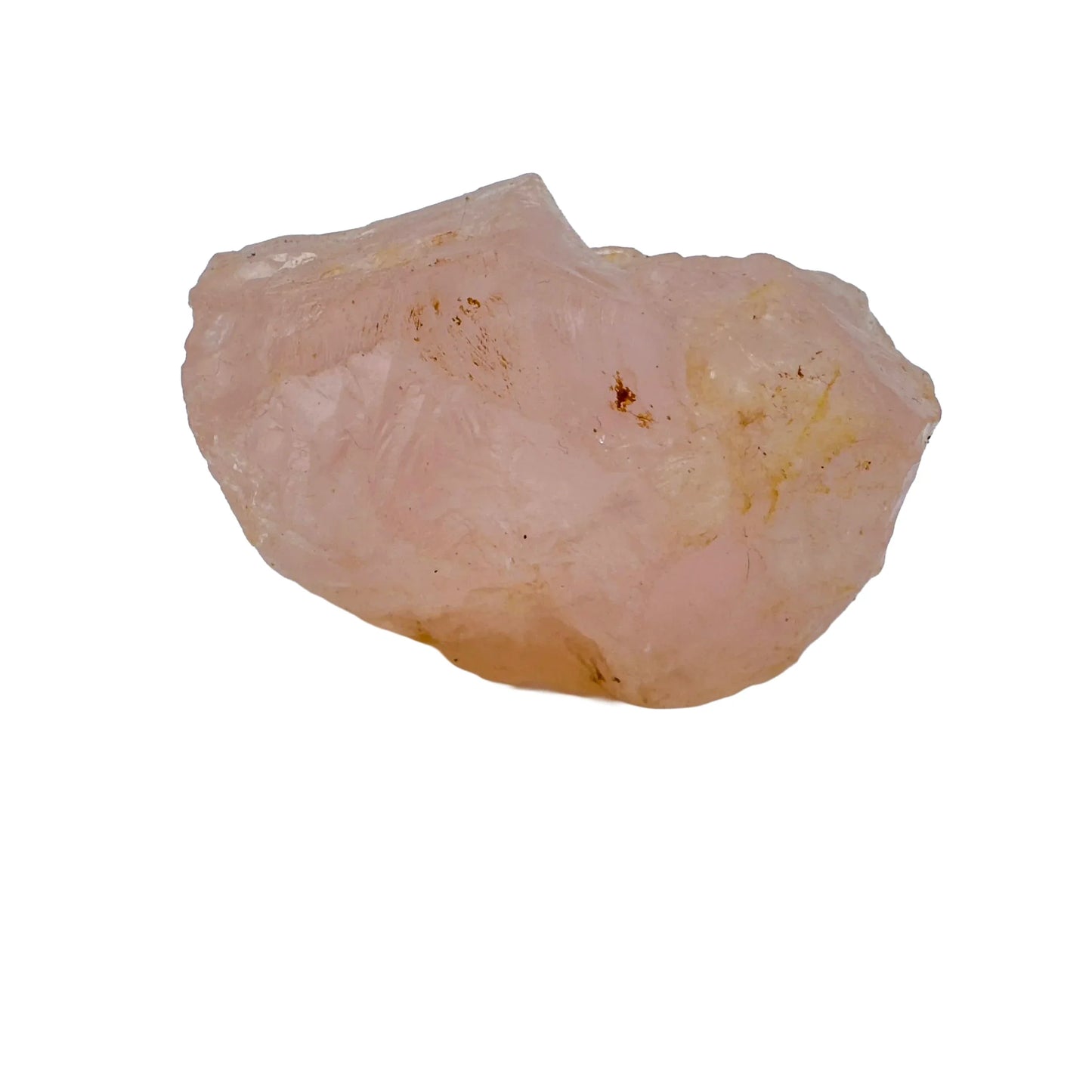 Edge-on view of Rose Quartz specimen, showing natural color depth.