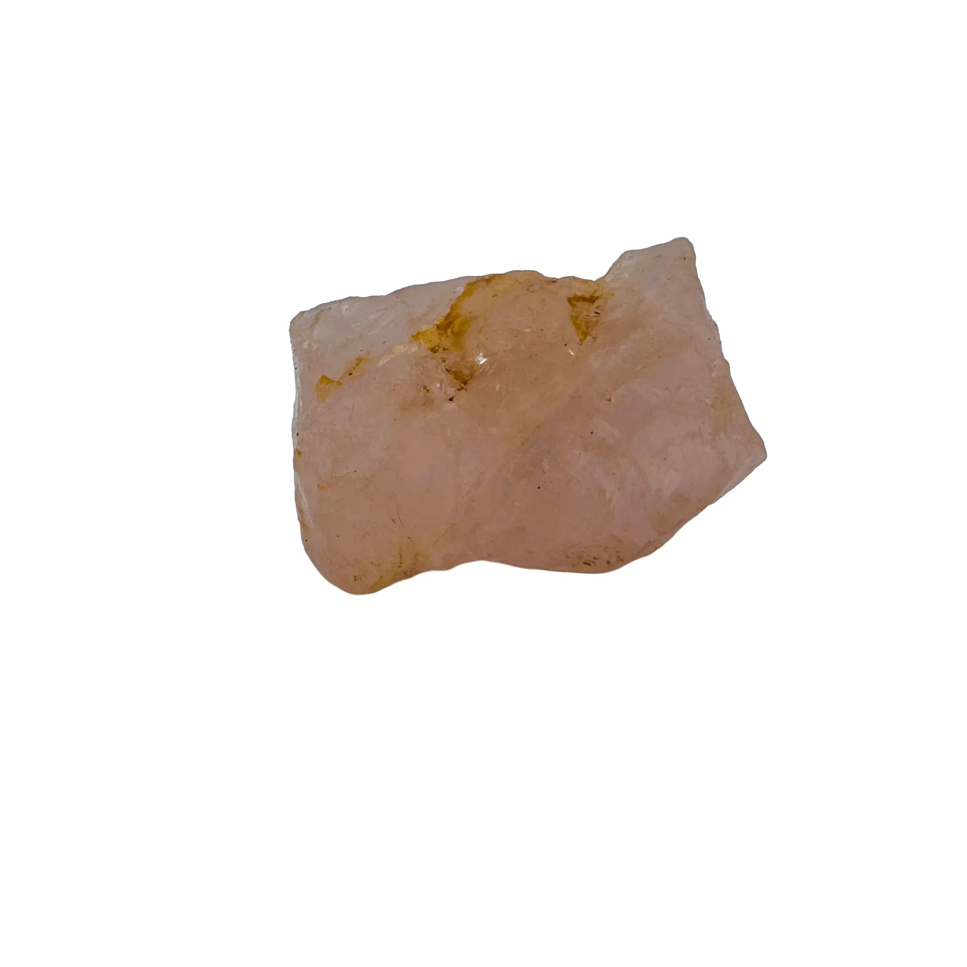 Composed shot of Rose Quartz specimen, traditionally used for Stress Relief, with weight visible in the palm.