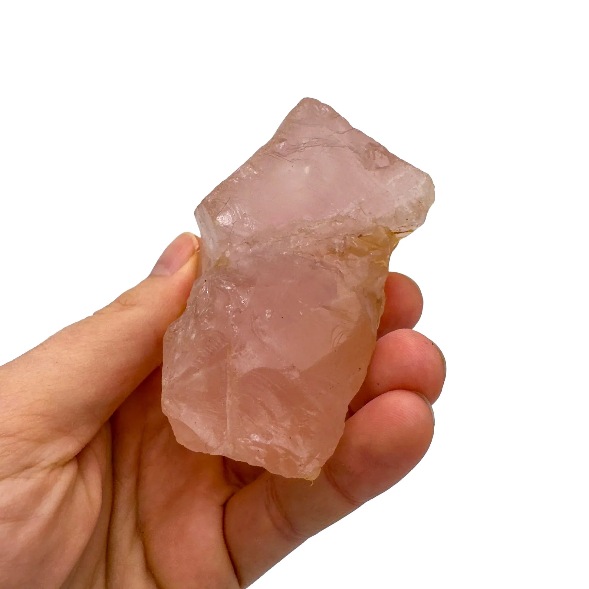 Full profile of Grade AAA Rose Quartz specimen ready to ship from Beyond Bohemian