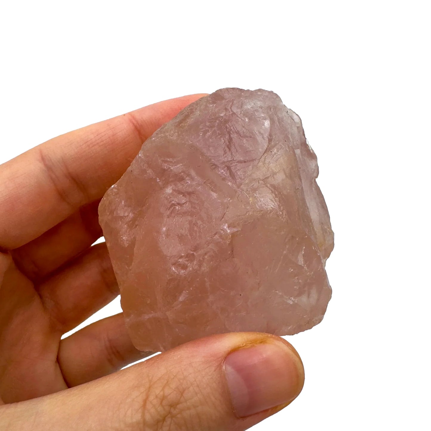 Back view of Grade AAA Rose Quartz specimen showing natural surface