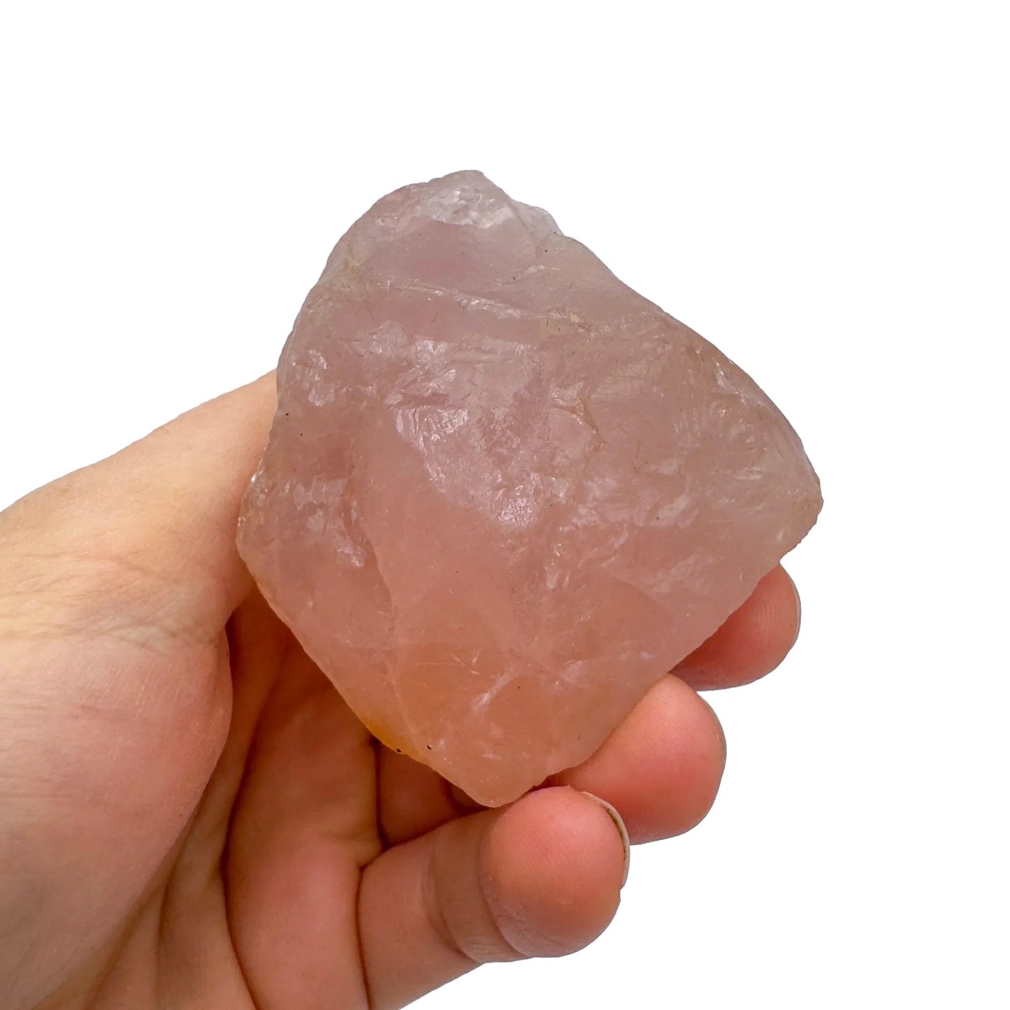 Full profile of Grade AAA Rose Quartz specimen ready to ship from Beyond Bohemian