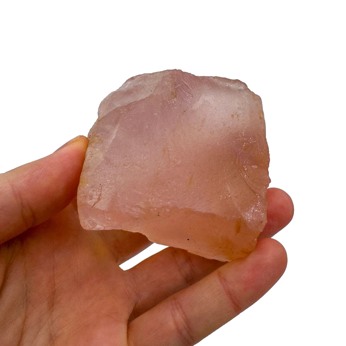 Full profile of Grade AA Rose Quartz specimen ready to ship from Beyond Bohemian