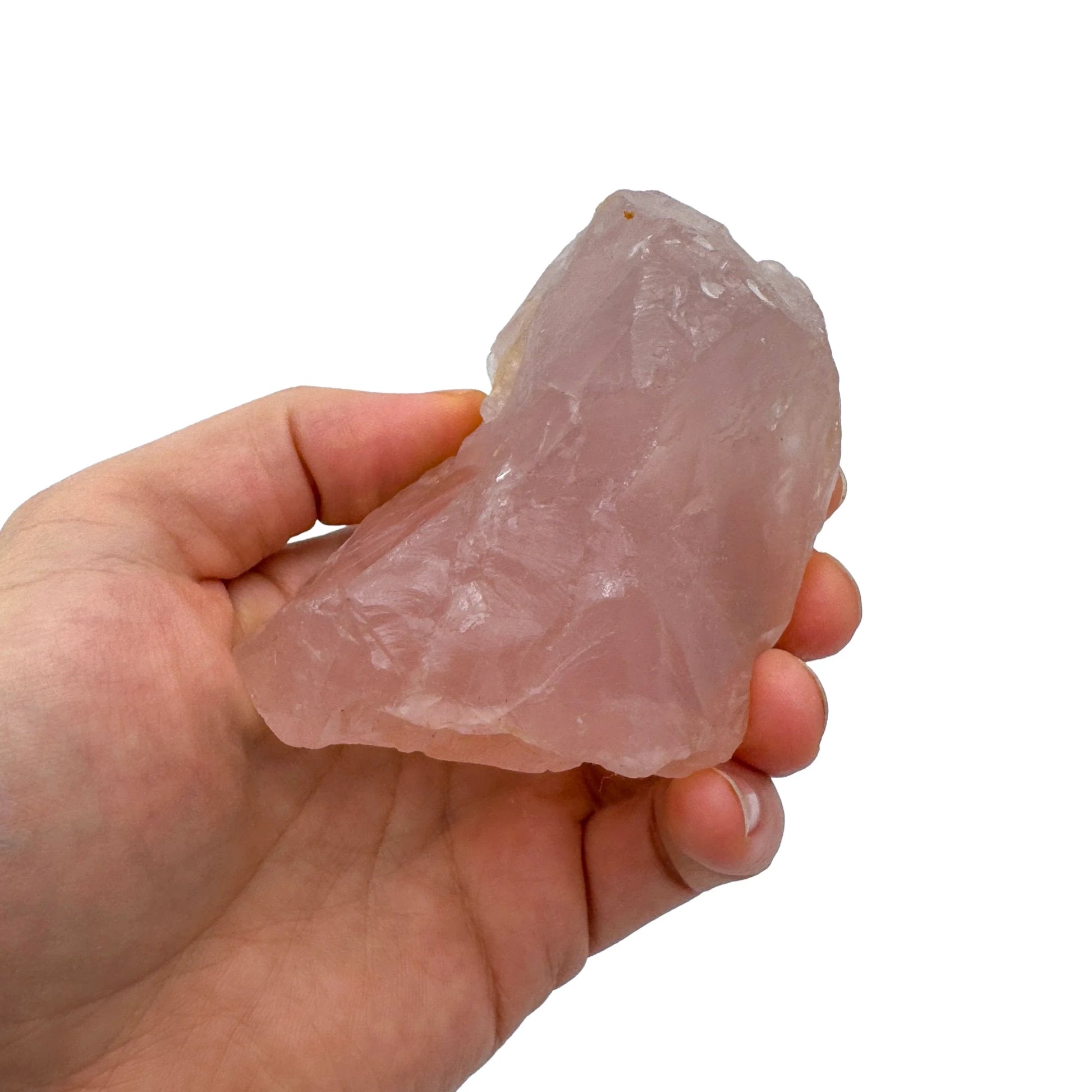 Back view of Grade AAA Rose Quartz specimen showing natural surface