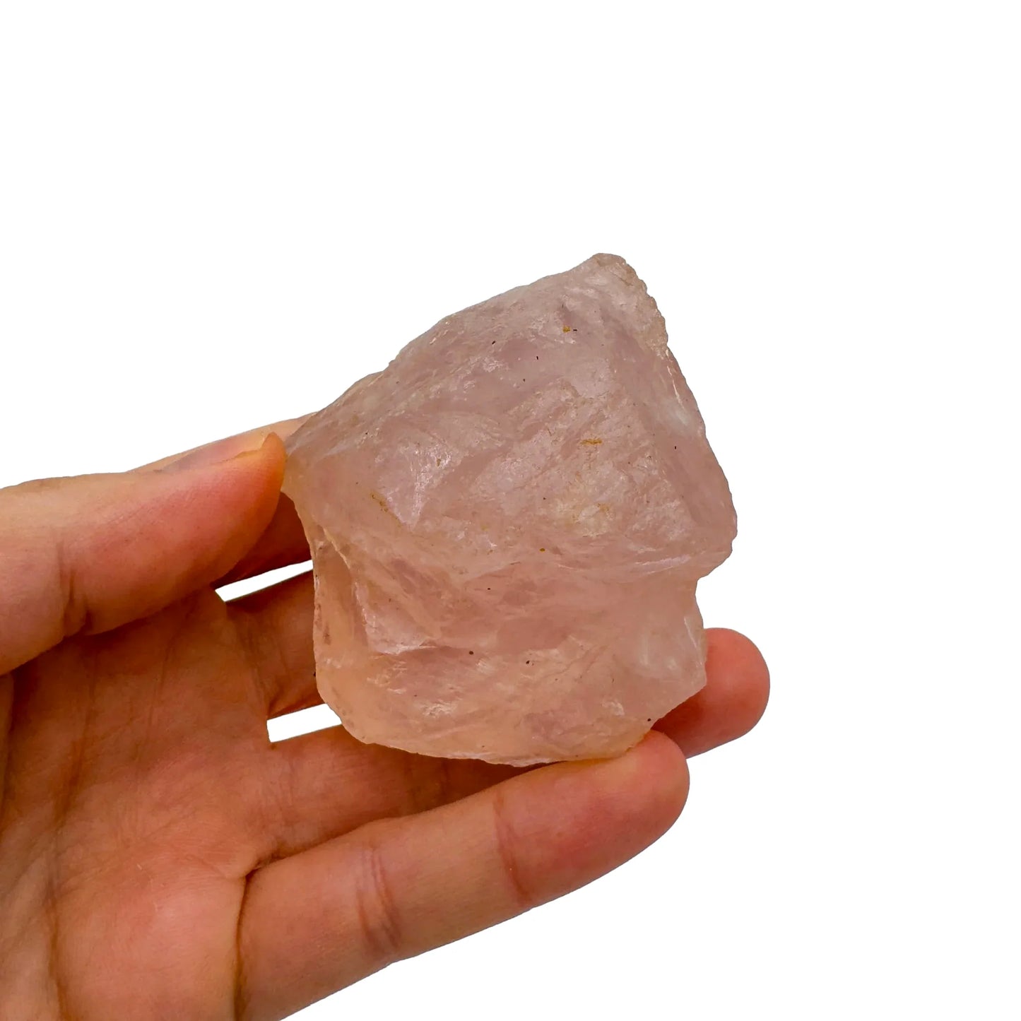 Detail shot of Grade AAA Rose Quartz specimen under natural light