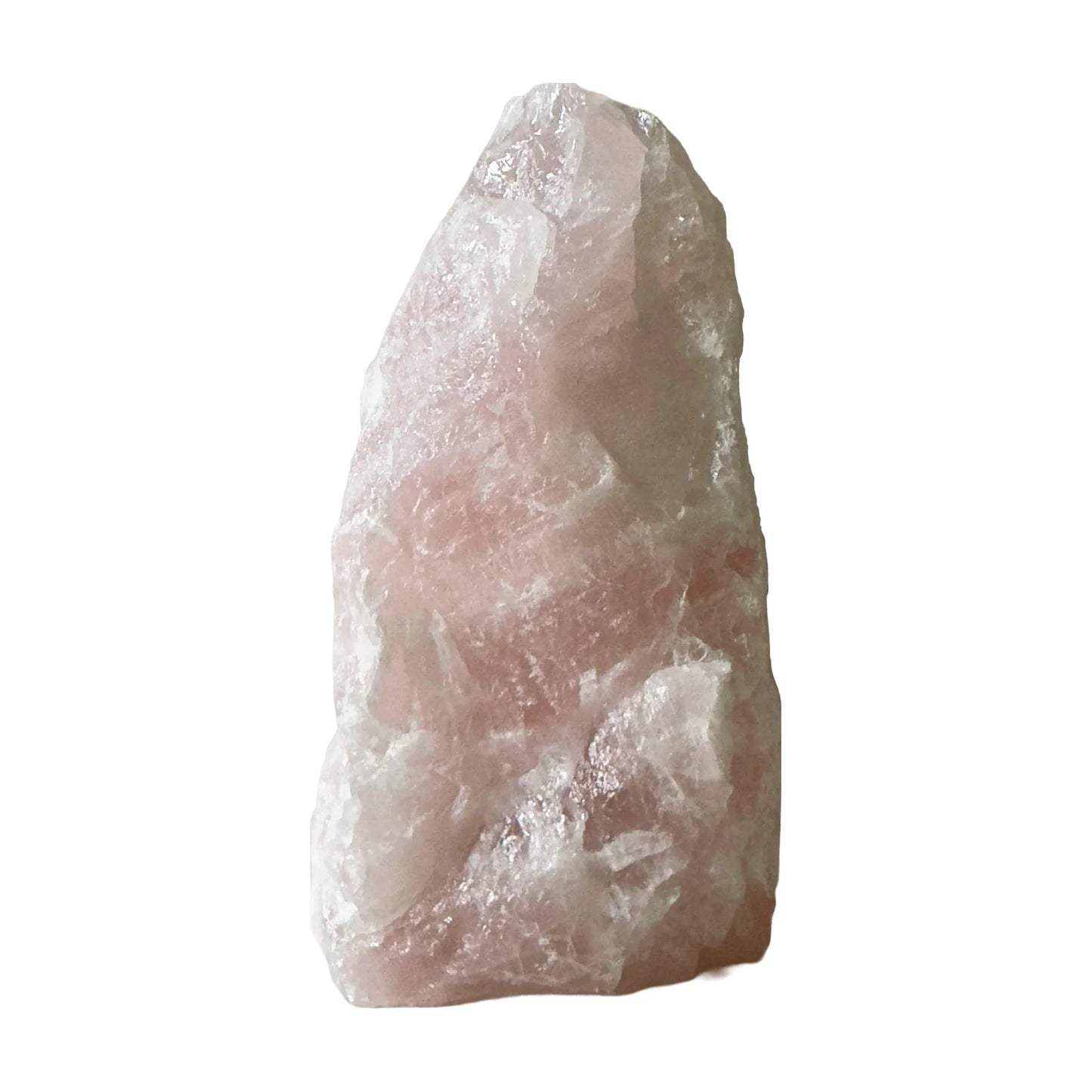 Rose quartz crystal lamp, full front view, A grade, ethically sourced from Minas Gerais, Brazil