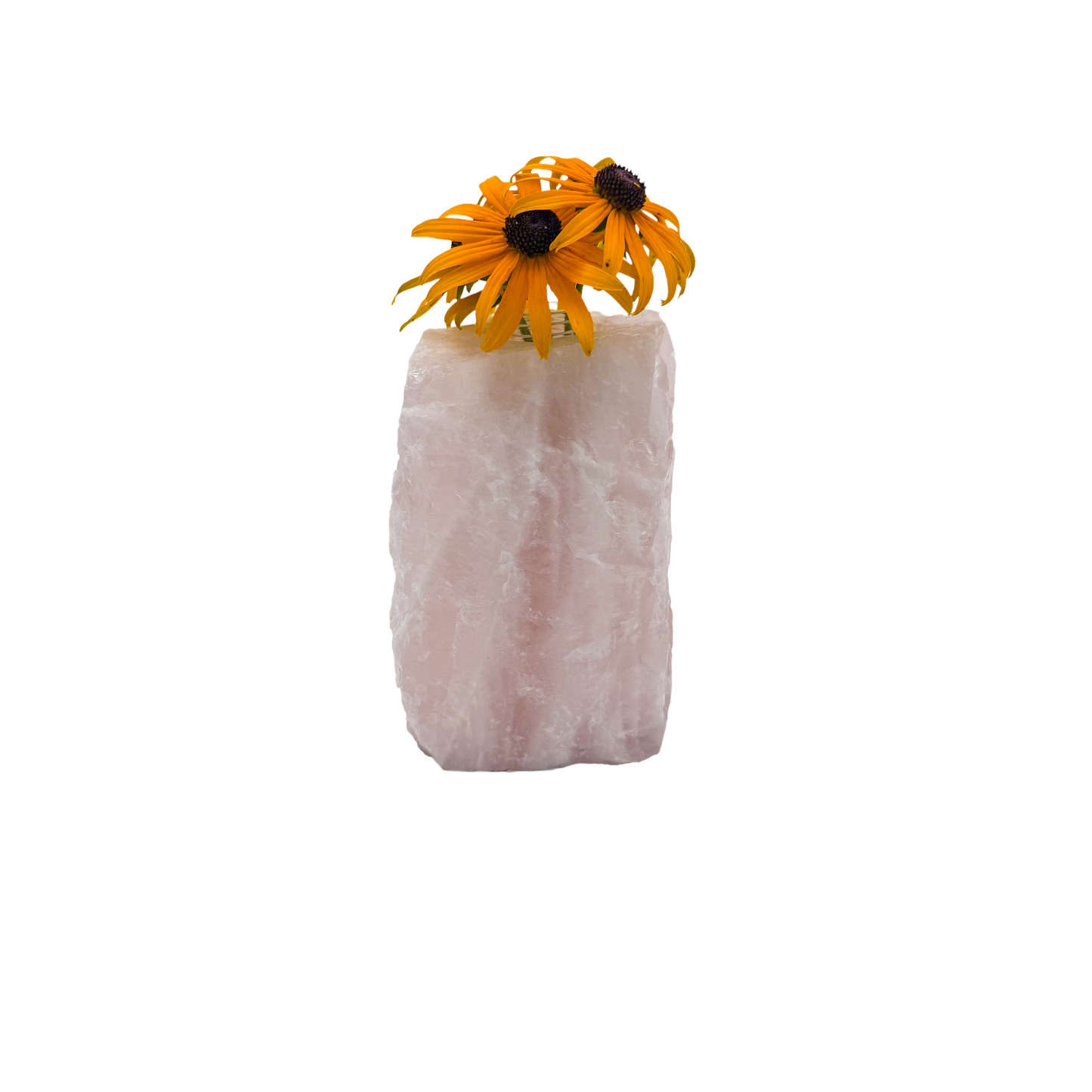 Rose quartz crystal vase in soft blush pink stone, A grade, Minas Gerais Brazil, view 1