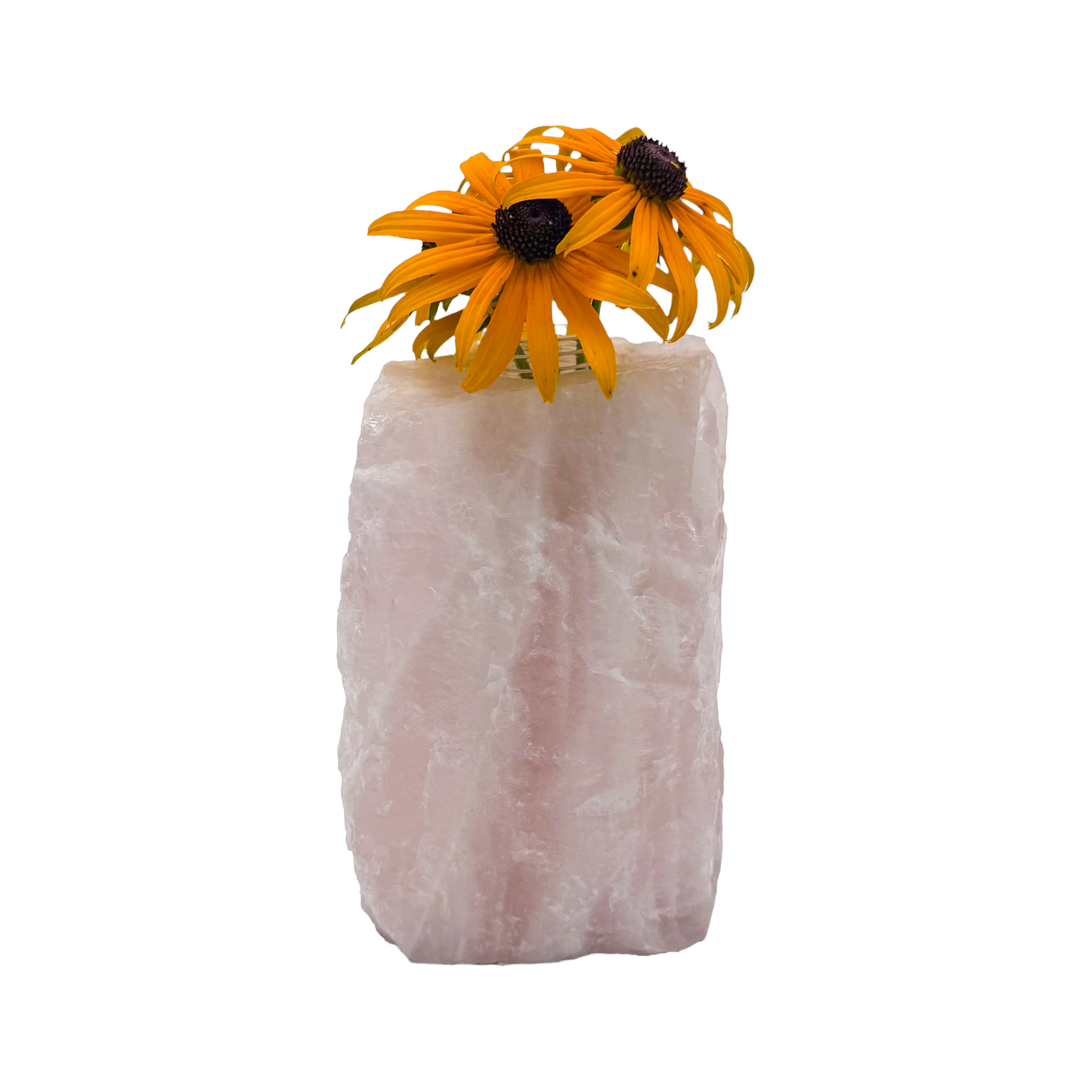 Rose quartz crystal vase in soft blush pink stone, A grade, Minas Gerais Brazil, view 1