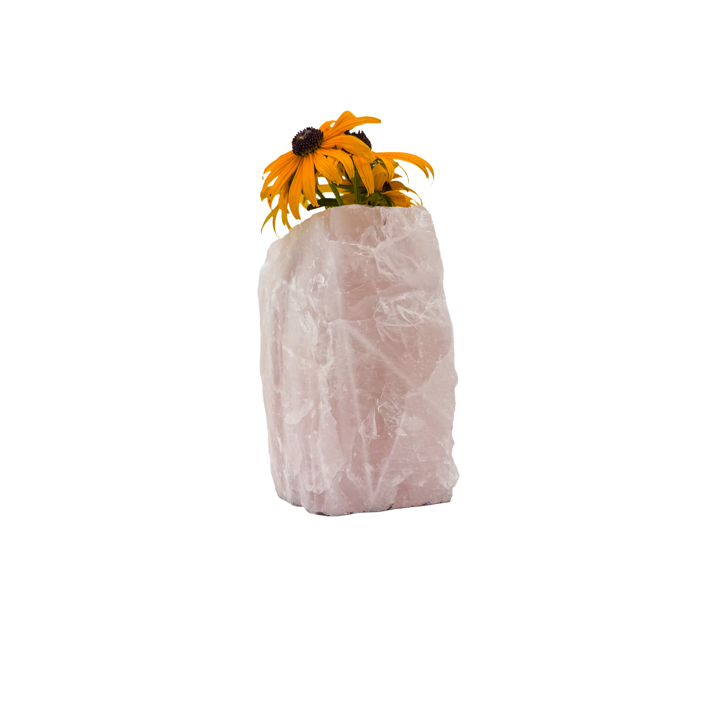 Rose quartz crystal vase in soft blush pink stone, A grade, Minas Gerais Brazil, view 3