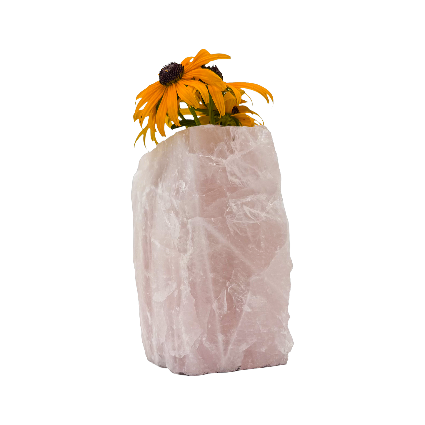Rose quartz crystal vase in soft blush pink stone, A grade, Minas Gerais Brazil, view 3