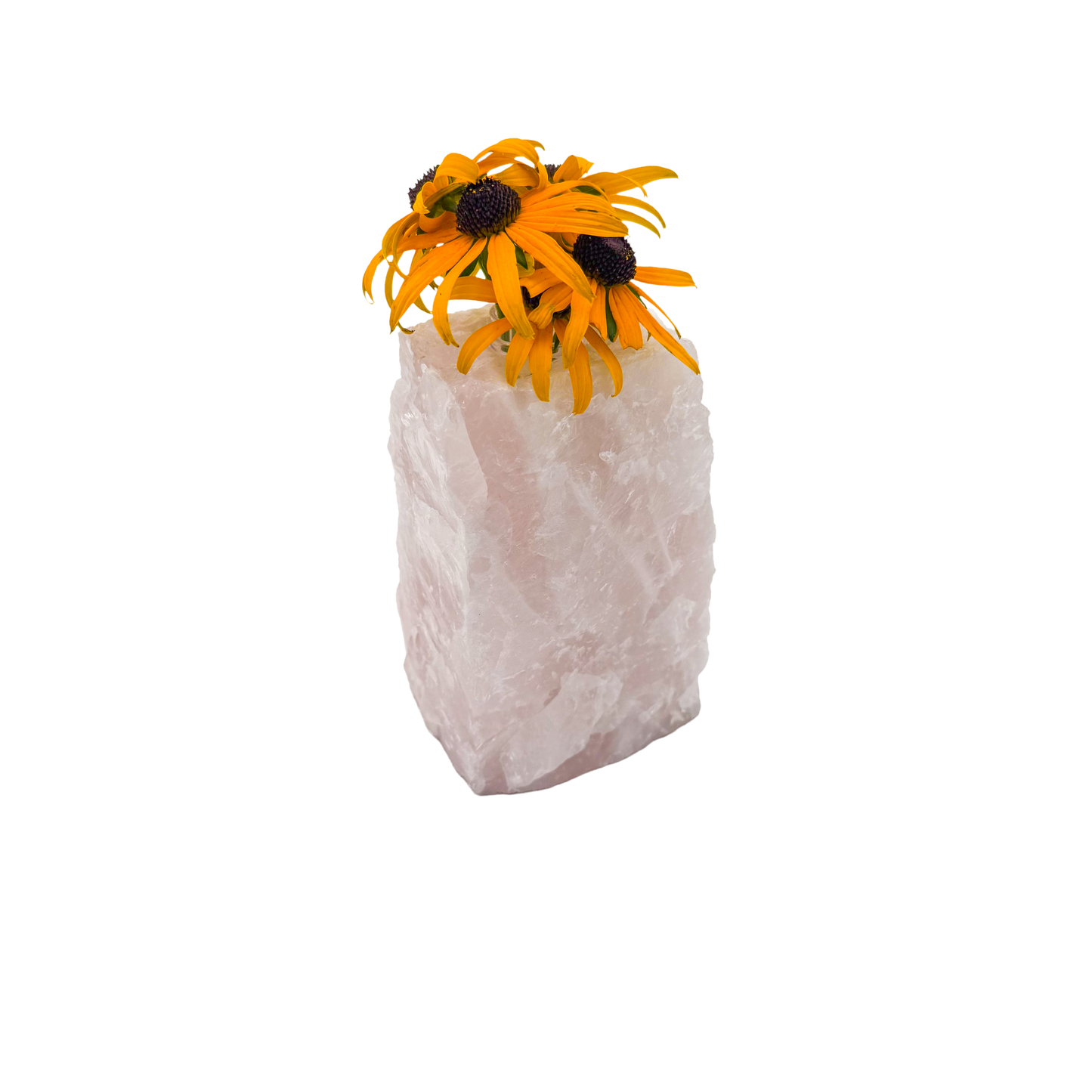 Rose quartz crystal vase in soft blush pink stone, A grade, Minas Gerais Brazil, view 4