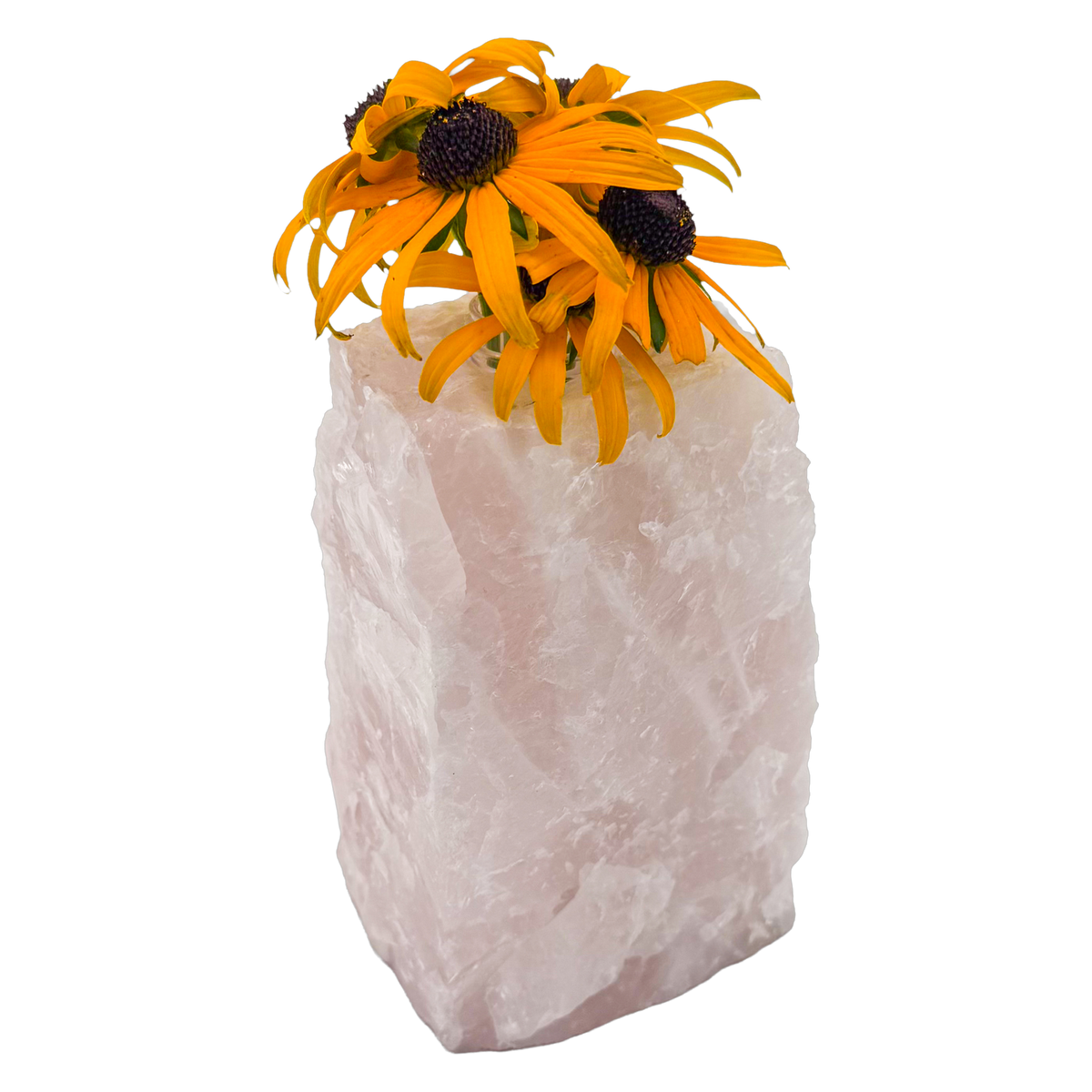 Rose quartz crystal vase in soft blush pink stone, A grade, Minas Gerais Brazil, view 4