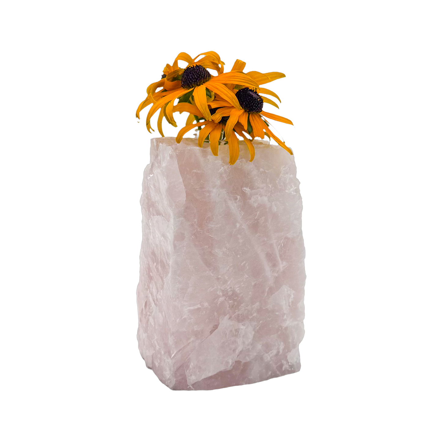 Rose quartz crystal vase in soft blush pink stone, A grade, Minas Gerais Brazil, view 5