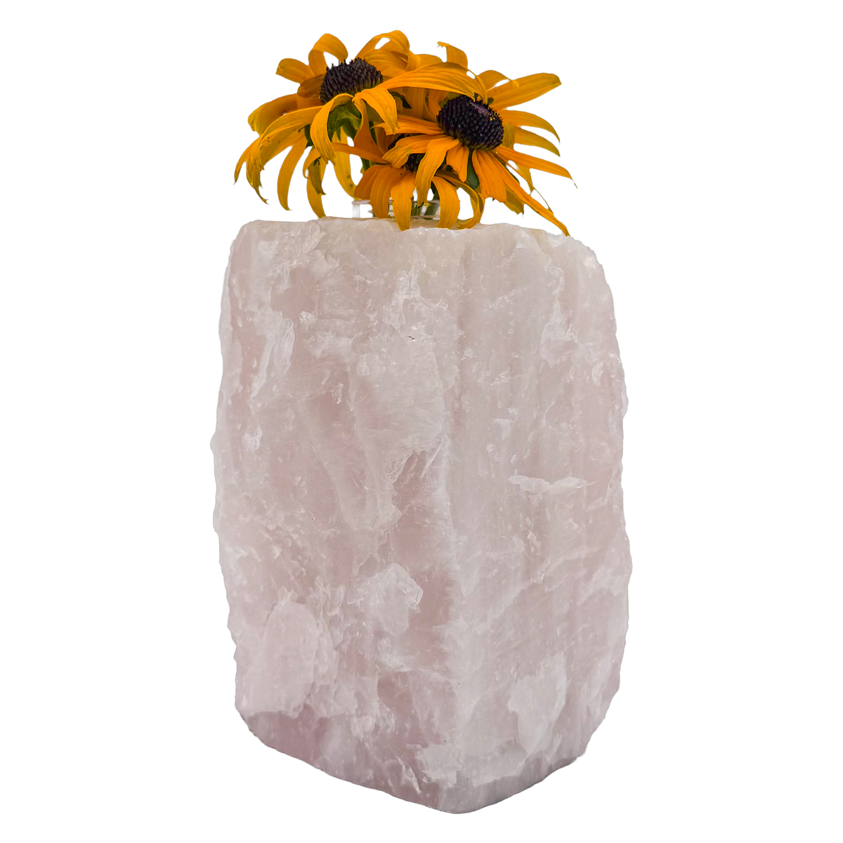 Rose quartz crystal vase in soft blush pink stone, A grade, Minas Gerais Brazil, view 6