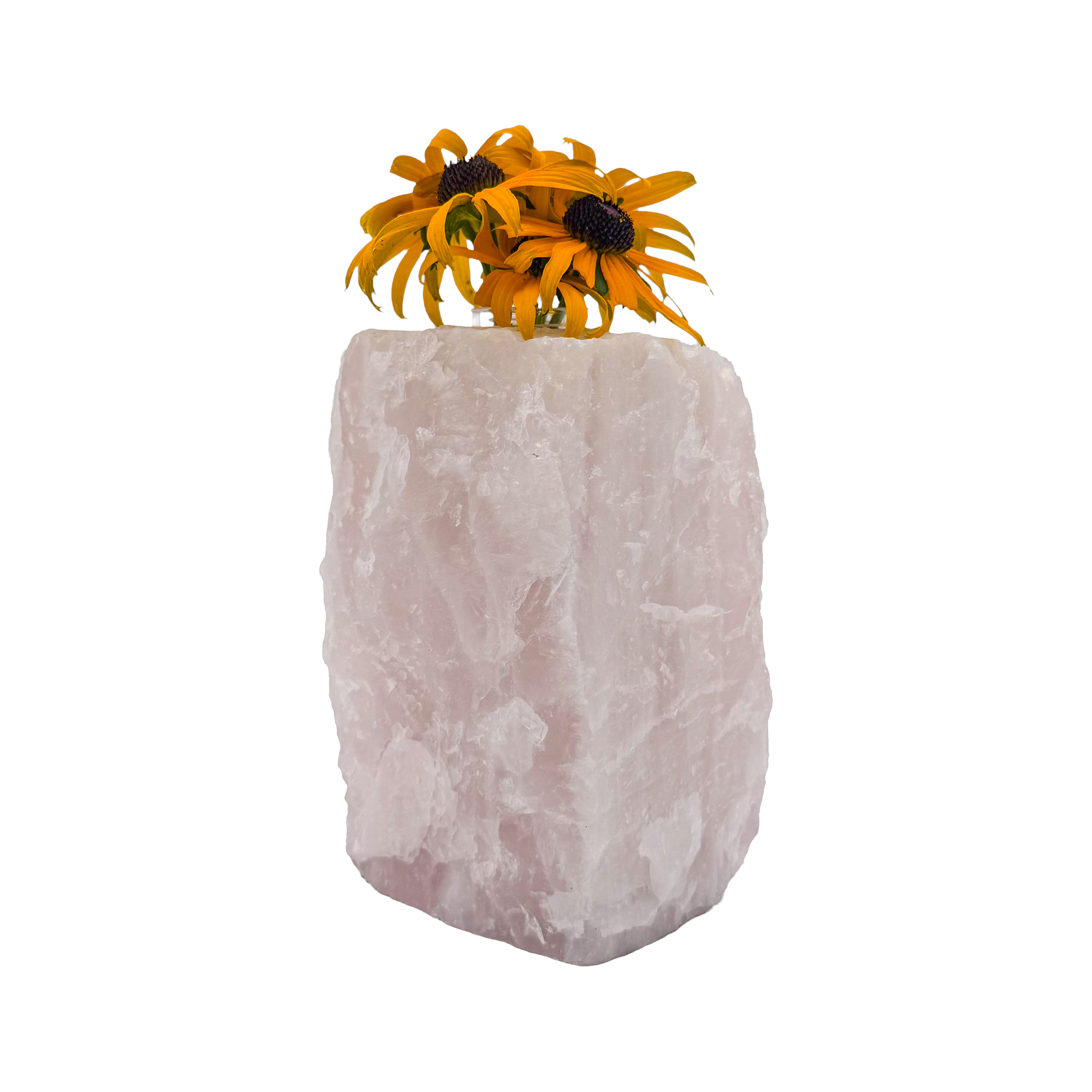 Rose quartz crystal vase in soft blush pink stone, A grade, Minas Gerais Brazil, view 6