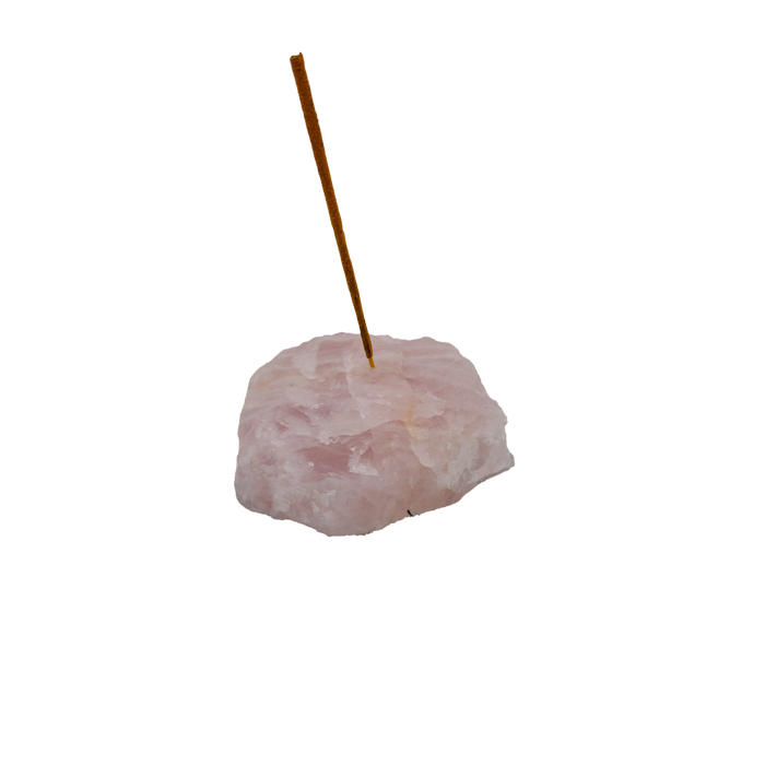Polished Rose Quartz incense holder from Brazil, alternate view