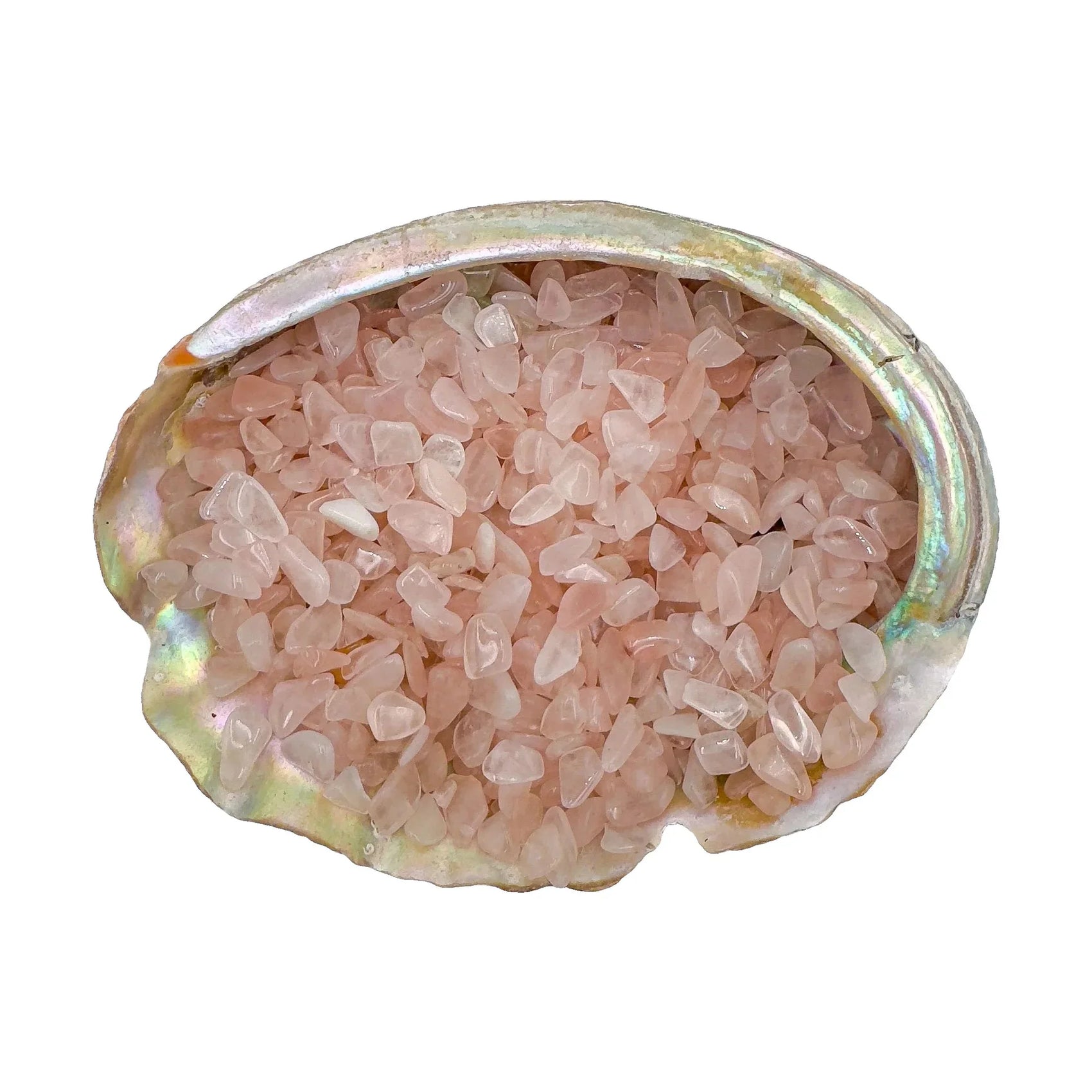 Rose quartz polished crystal chips, A grade, South Africa origin, hero view.