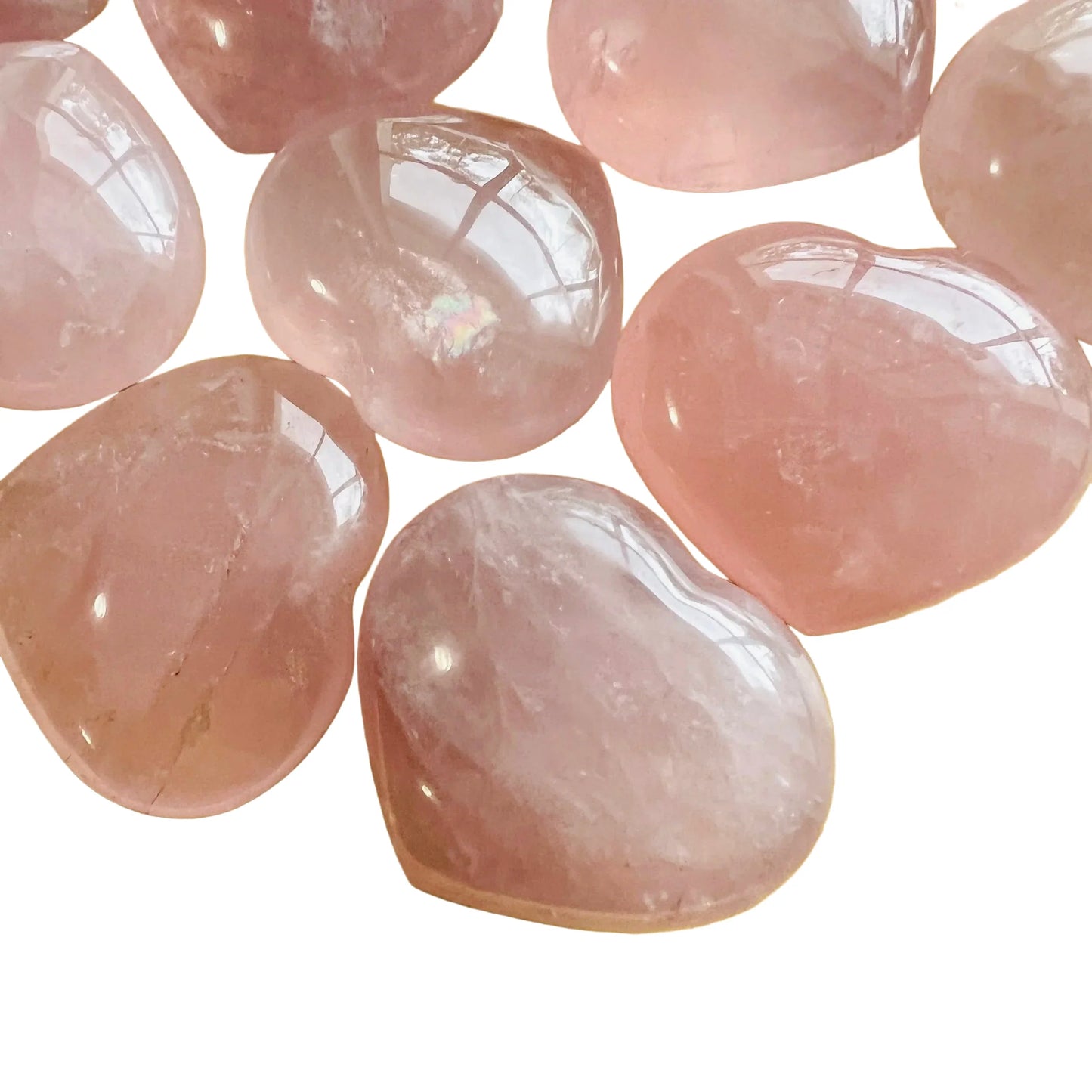 Full profile of Grade AA Rose Quartz heart ready to ship from Beyond Bohemian