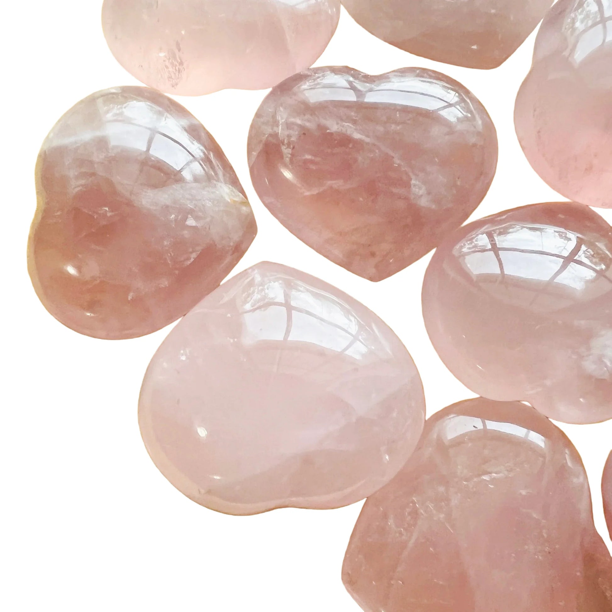 Full profile of Grade AA Rose Quartz heart ready to ship from Beyond Bohemian