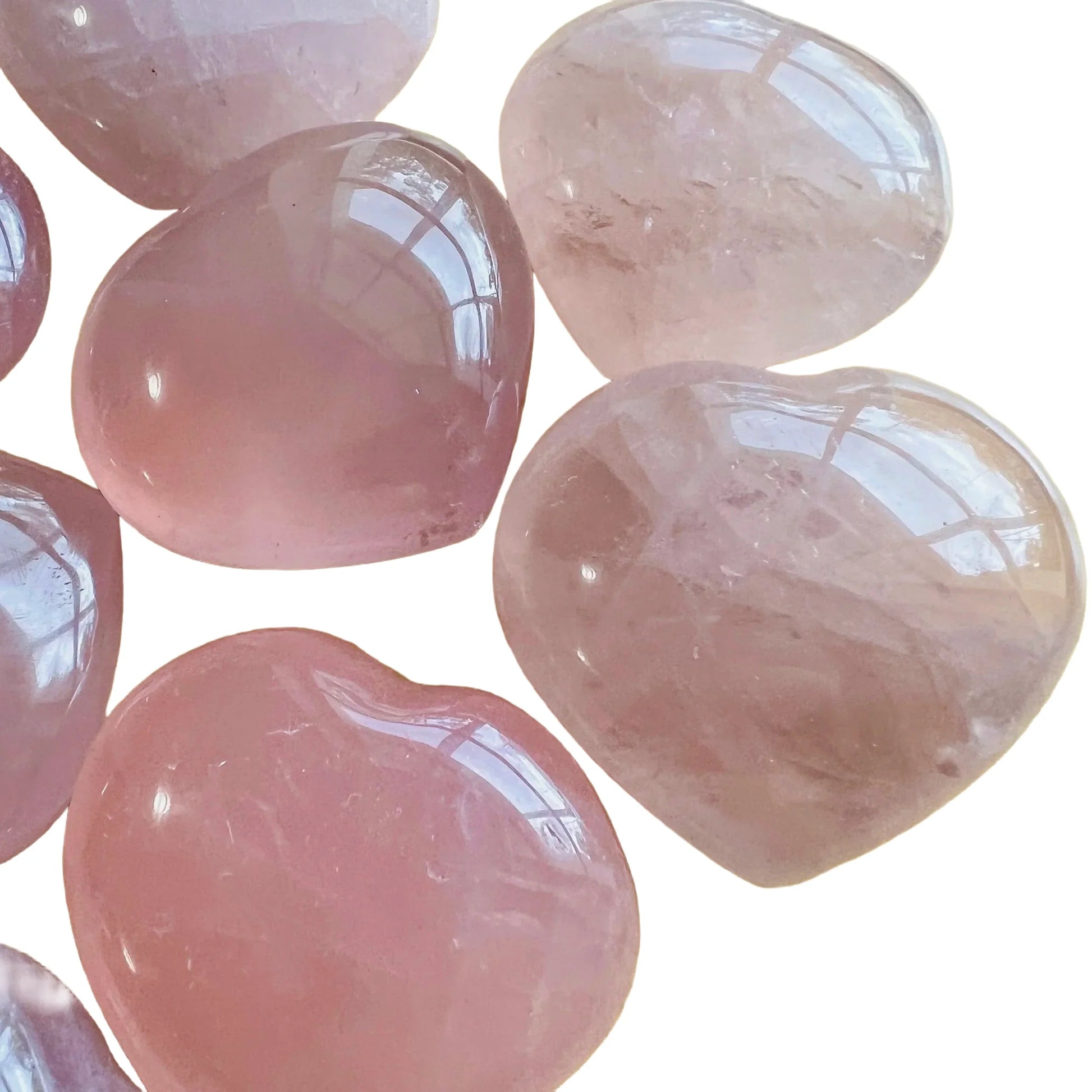 Full profile of Grade AA Rose Quartz heart ready to ship from Beyond Bohemian